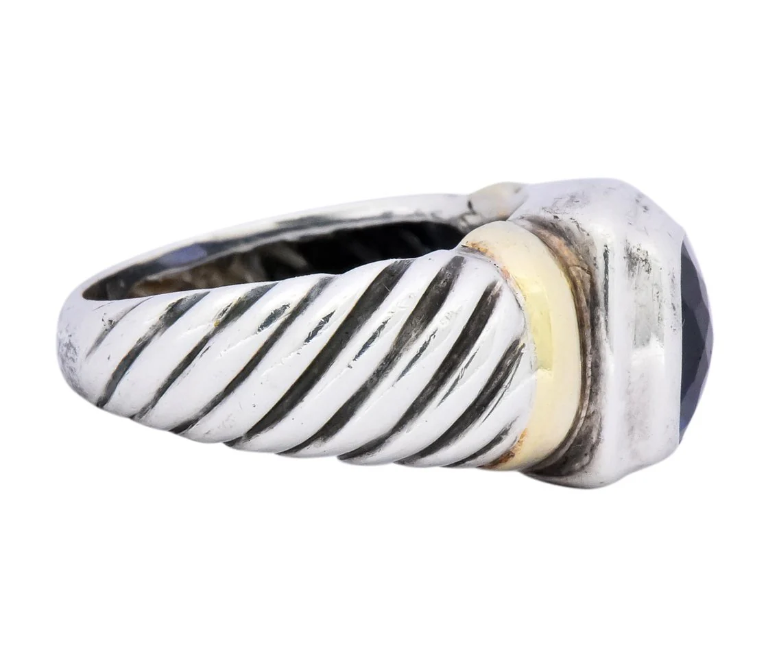 David Yurman Iolite Sterling Silver 14 Karat Gold Noblesse Ring - Image 3