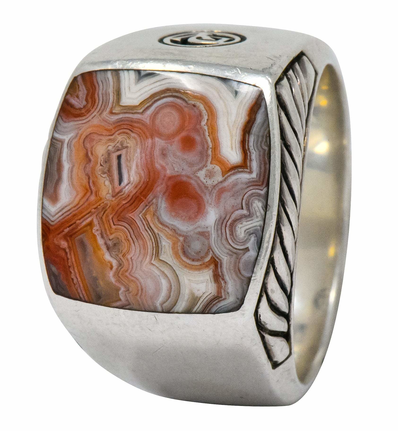 David Yurman Jasper Ring Sterling Silver Men's Exotic Stone Ring - Image 8