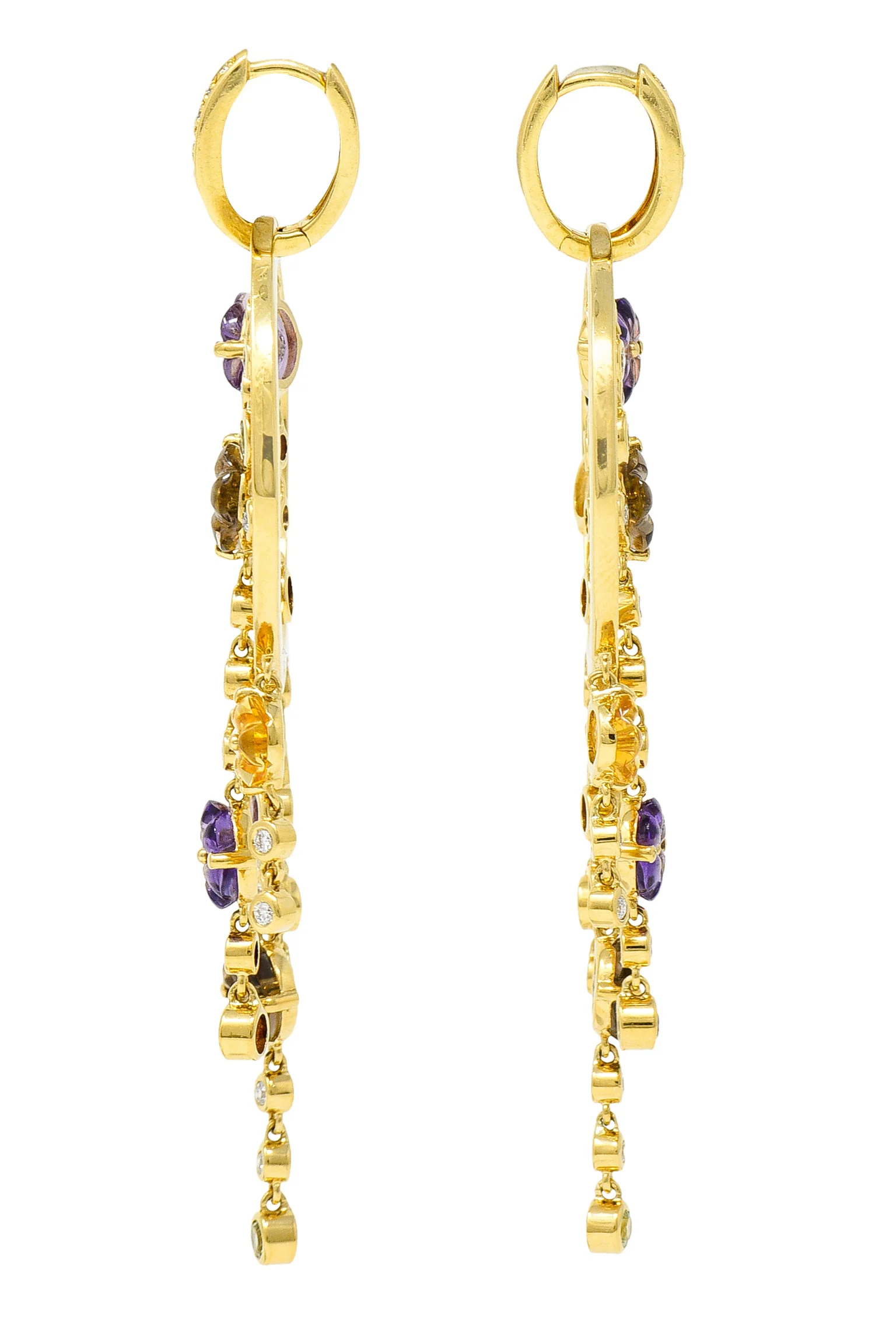 Di Modolo Italian 1.70 CTW Diamond 18 Karat Gold Tempia Floral Drop Earrings - Image 2
