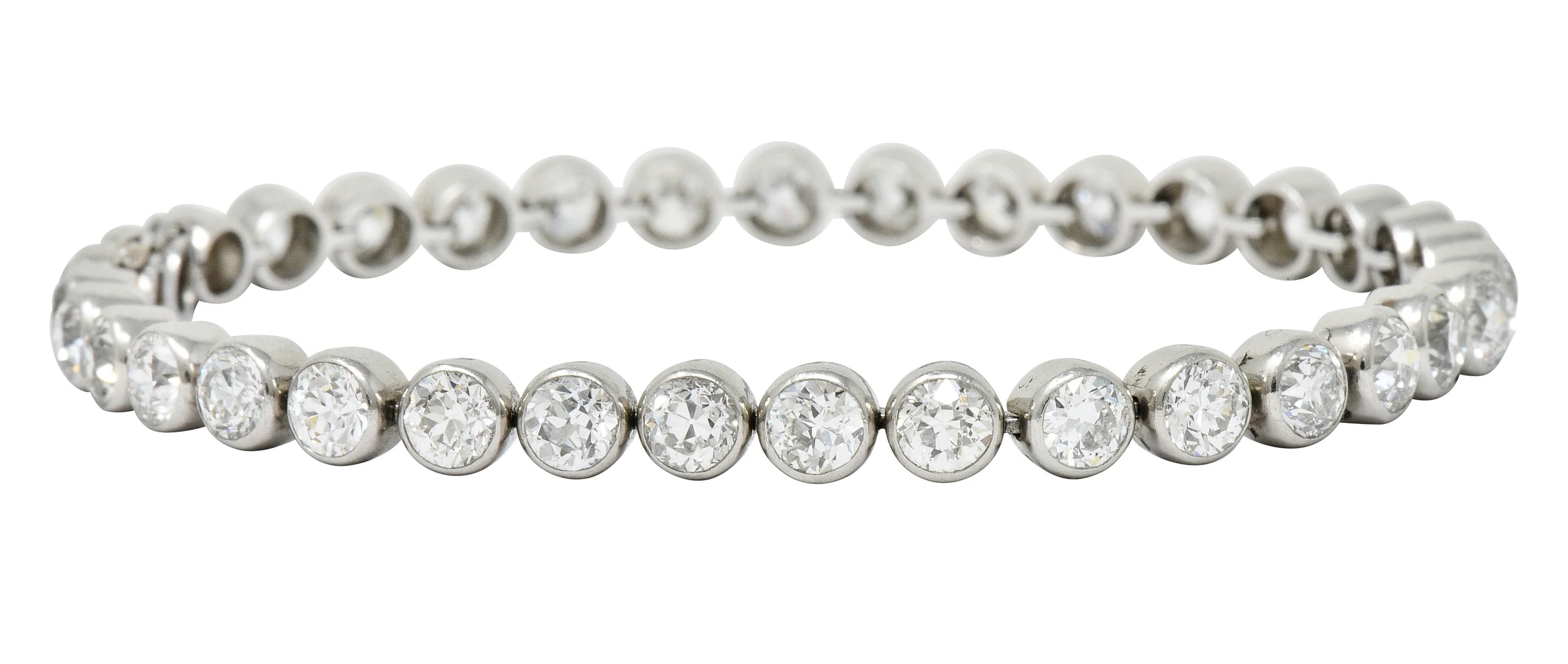 Early Art Deco 11.50 CTW Platinum Round Bezel Line Bracelet Circa 1920 - Image 10