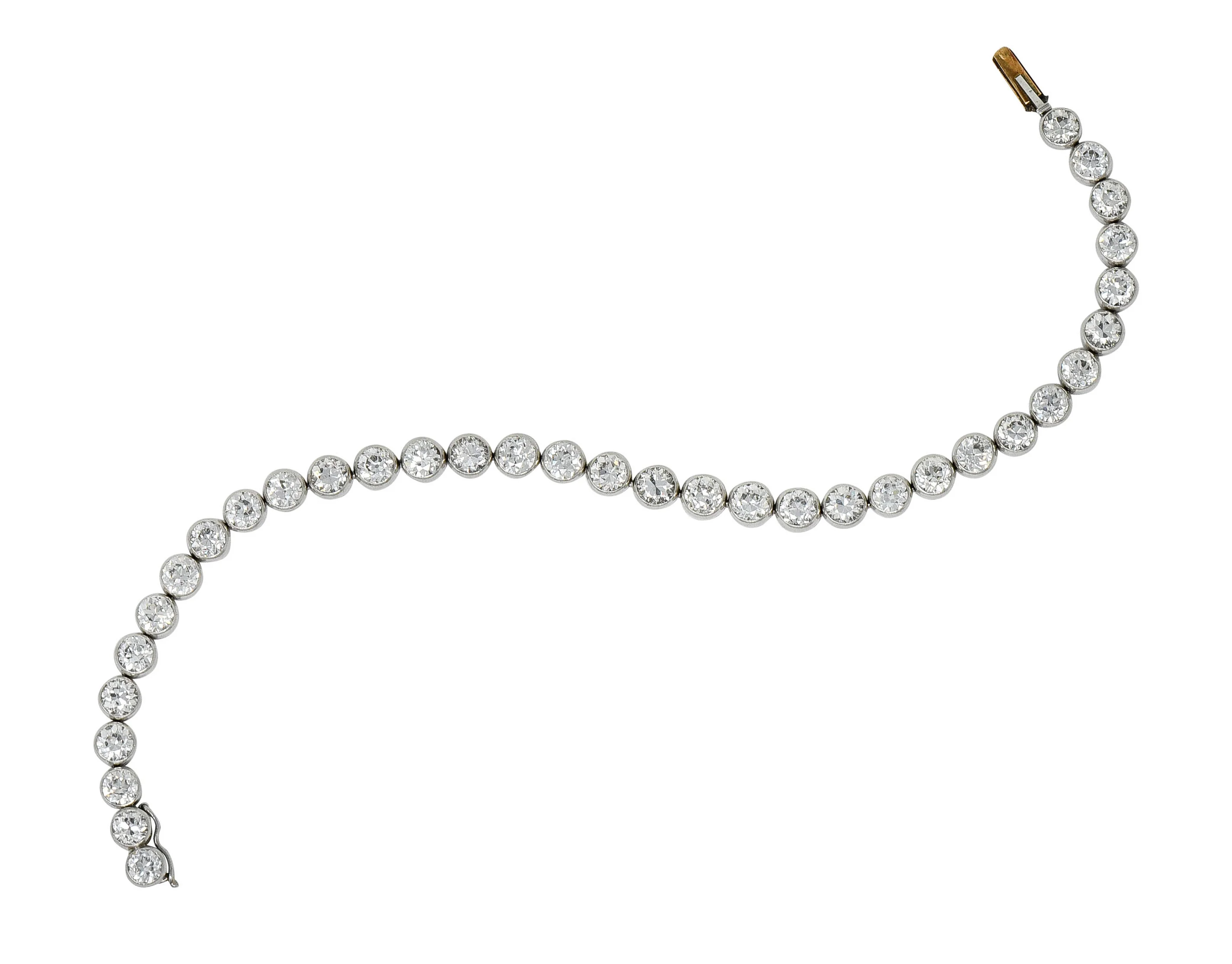 Early Art Deco 11.50 CTW Platinum Round Bezel Line Bracelet Circa 1920 - Image 11