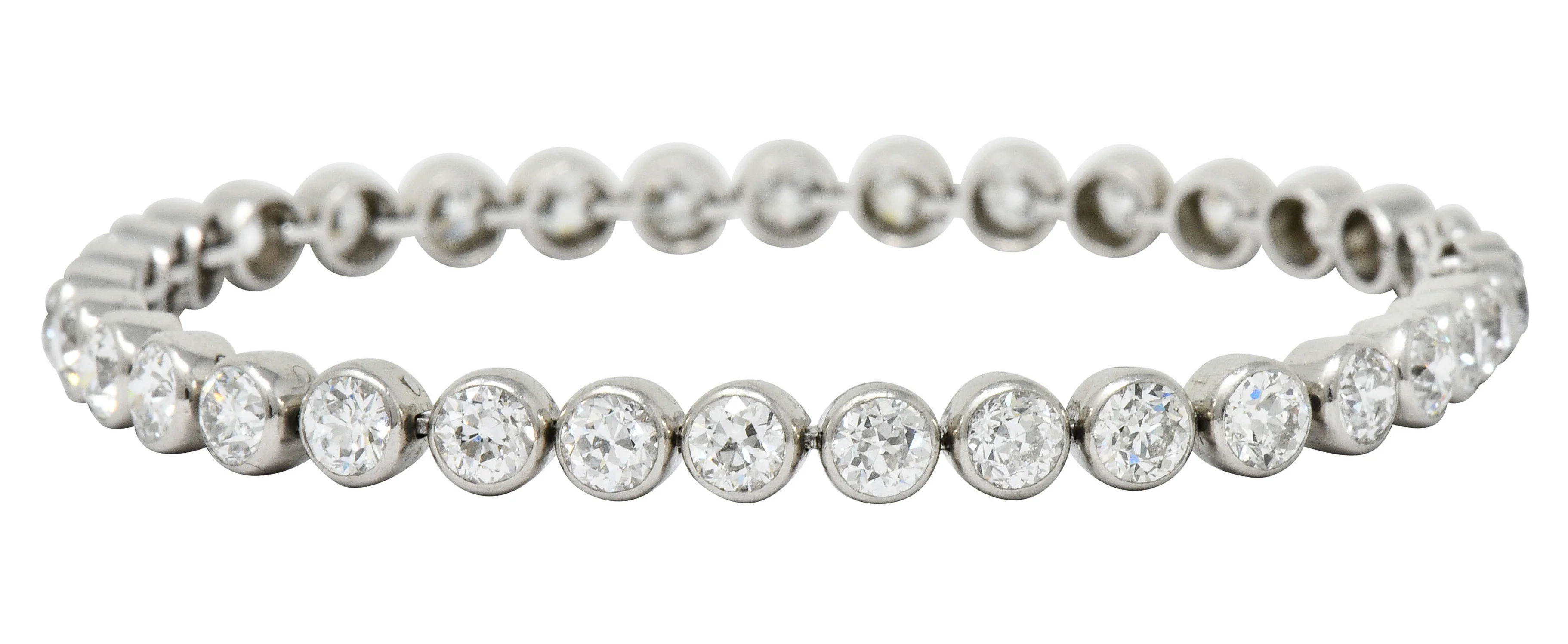 Early Art Deco 11.50 CTW Platinum Round Bezel Line Bracelet Circa 1920 - Image 12