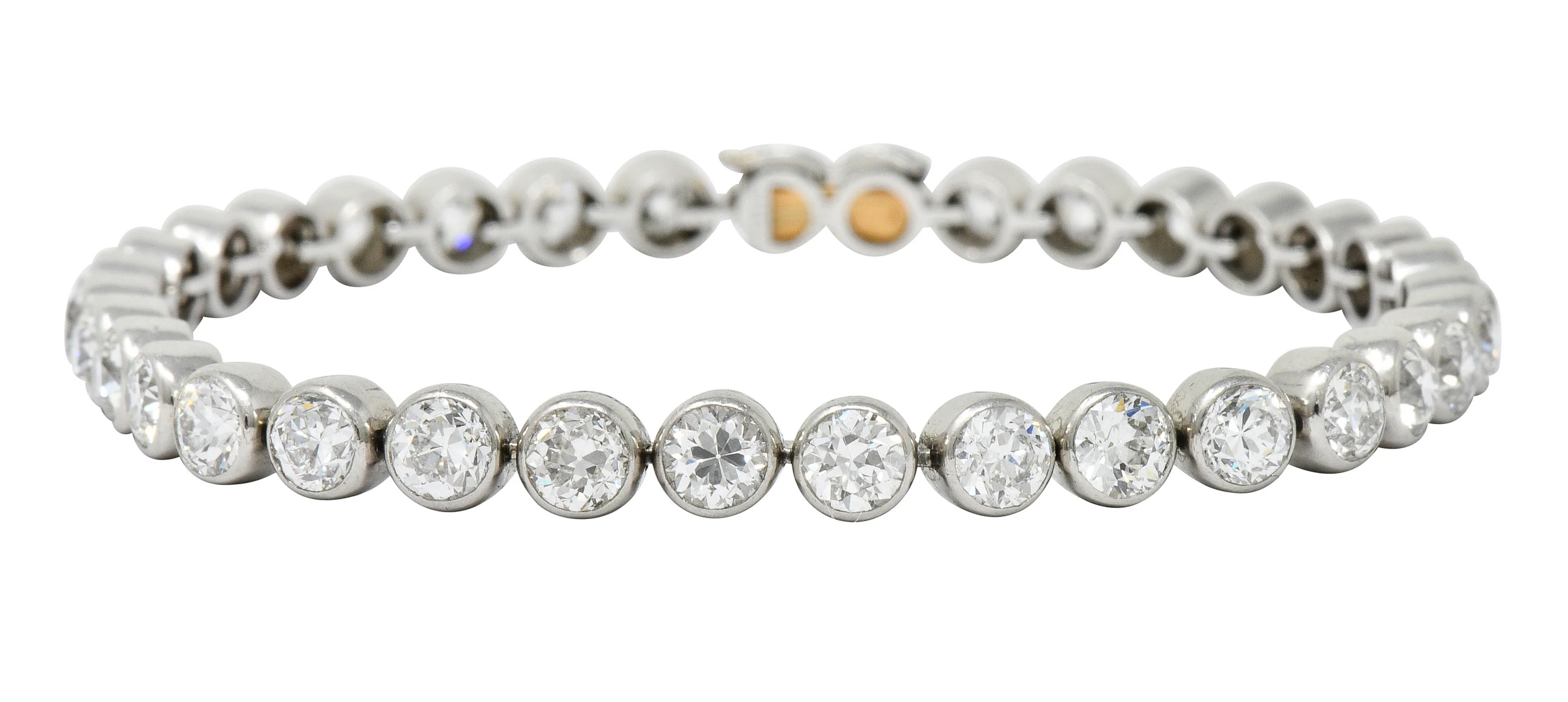 Early Art Deco 11.50 CTW Platinum Round Bezel Line Bracelet Circa 1920 - Image 3
