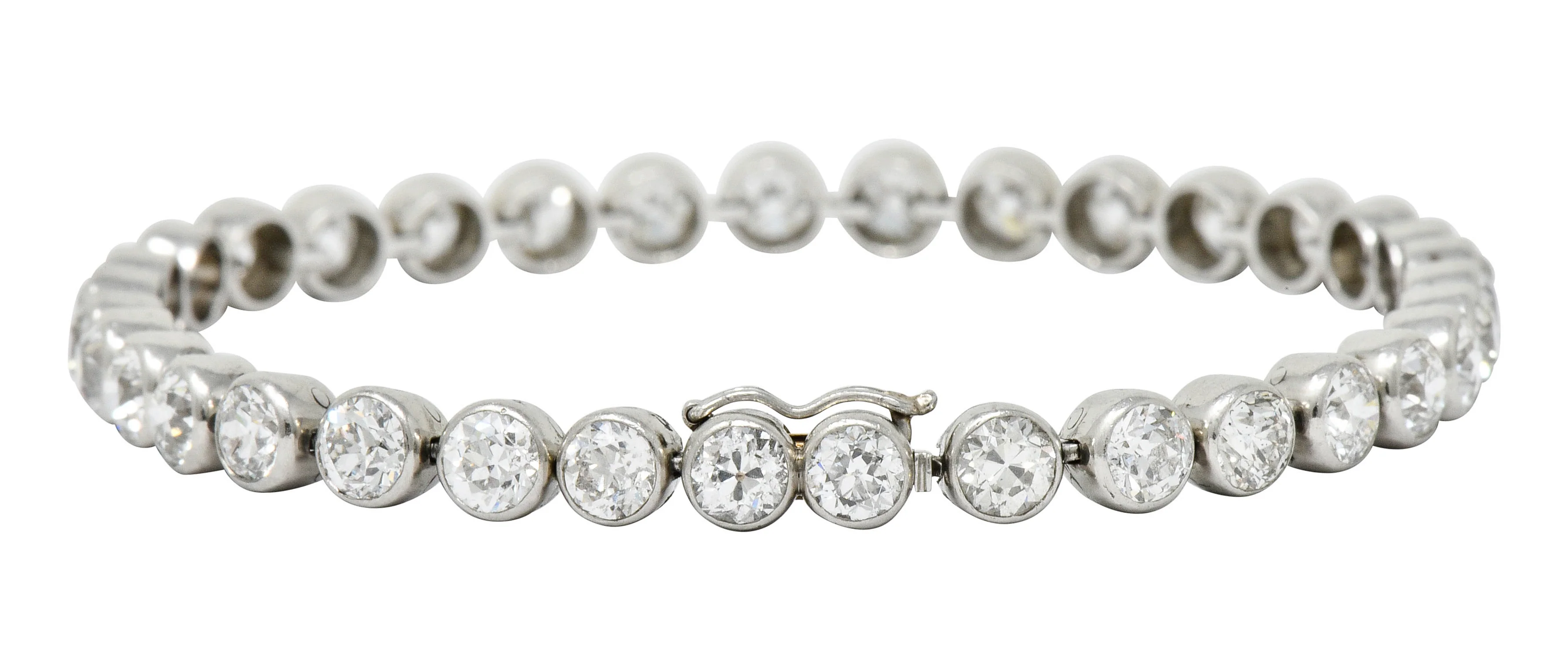 Early Art Deco 11.50 CTW Platinum Round Bezel Line Bracelet Circa 1920 - Image 4