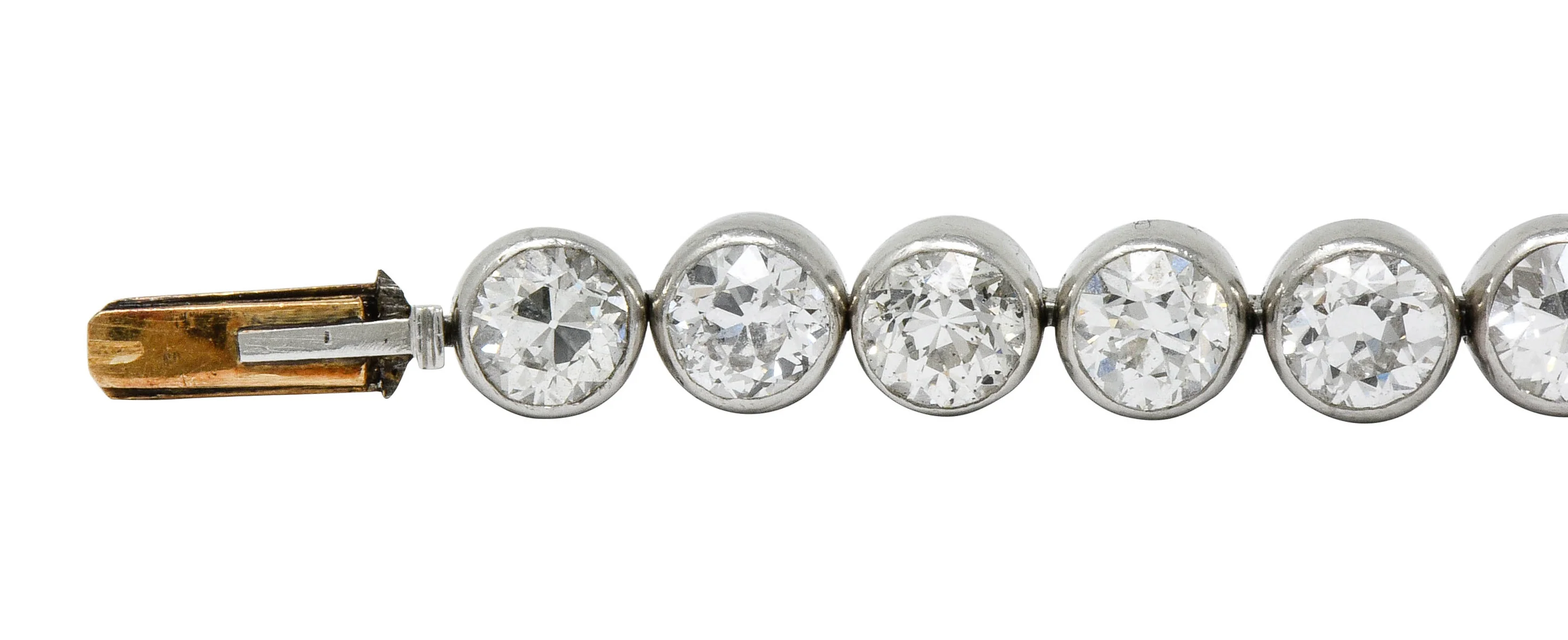 Early Art Deco 11.50 CTW Platinum Round Bezel Line Bracelet Circa 1920 - Image 5