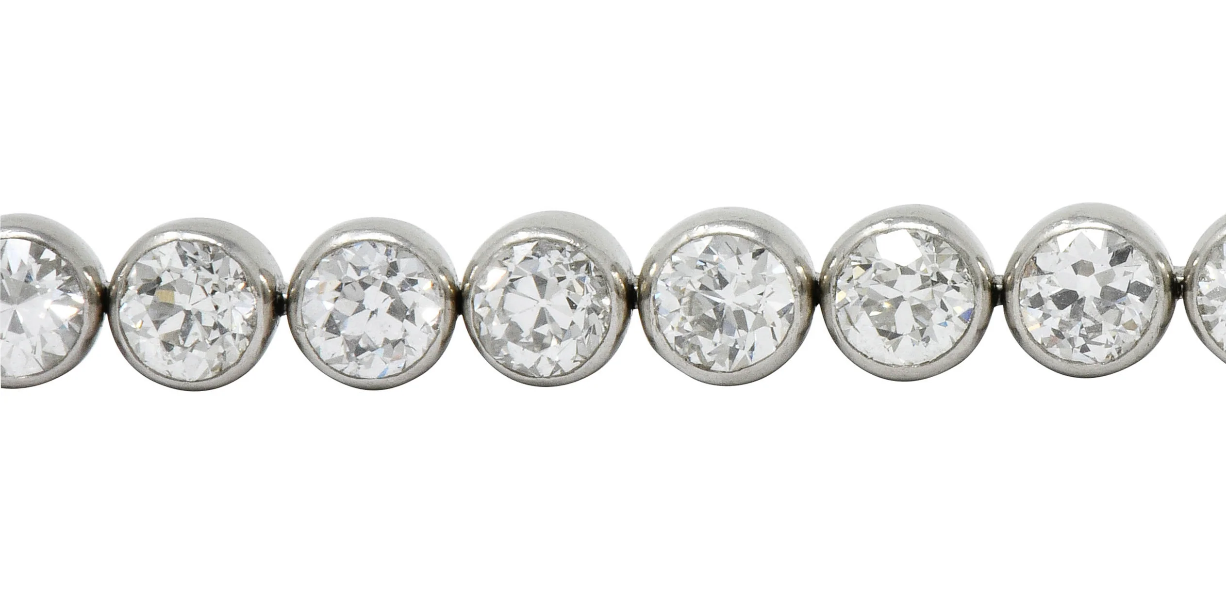 Early Art Deco 11.50 CTW Platinum Round Bezel Line Bracelet Circa 1920 - Image 6