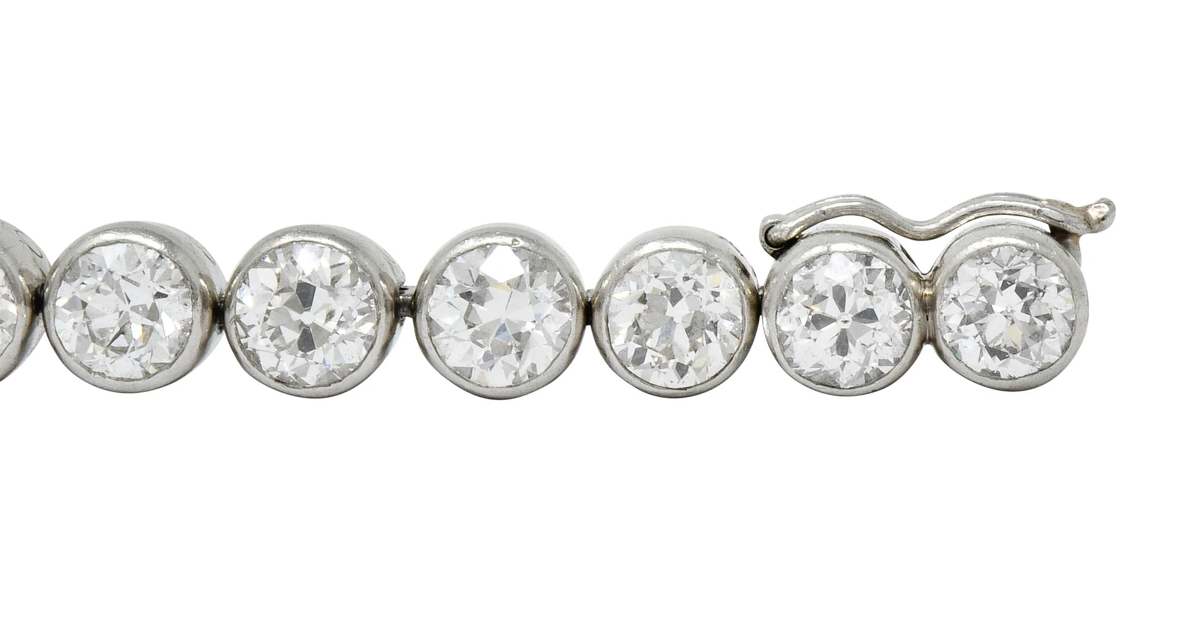 Early Art Deco 11.50 CTW Platinum Round Bezel Line Bracelet Circa 1920 - Image 7