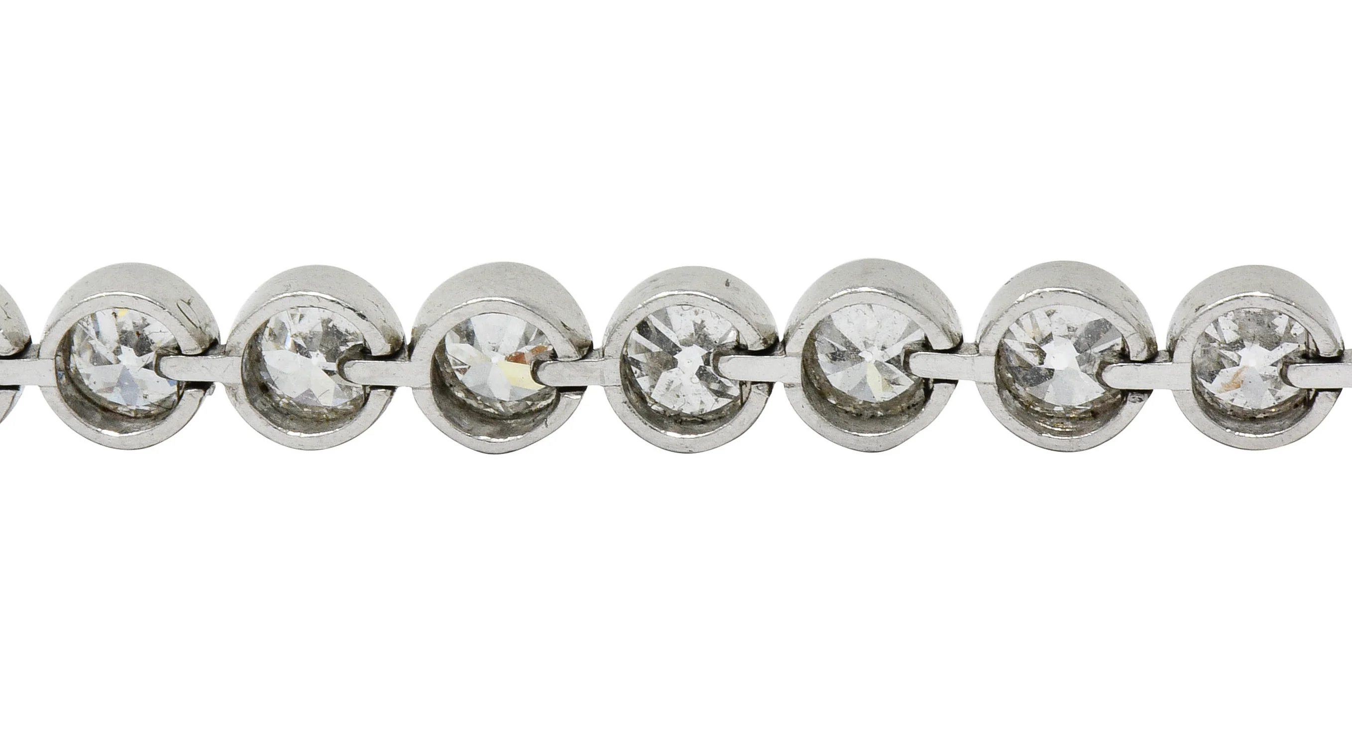 Early Art Deco 11.50 CTW Platinum Round Bezel Line Bracelet Circa 1920 - Image 8