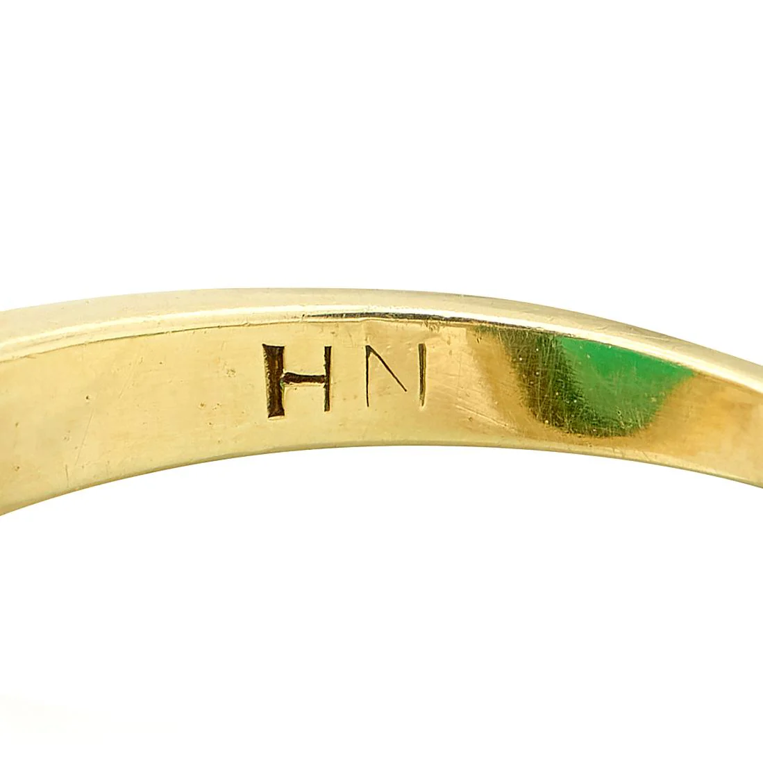 Early Art Deco Chalcedony Enamel 14 Karat Yellow Gold Antique Cocktail Ring - Image 9