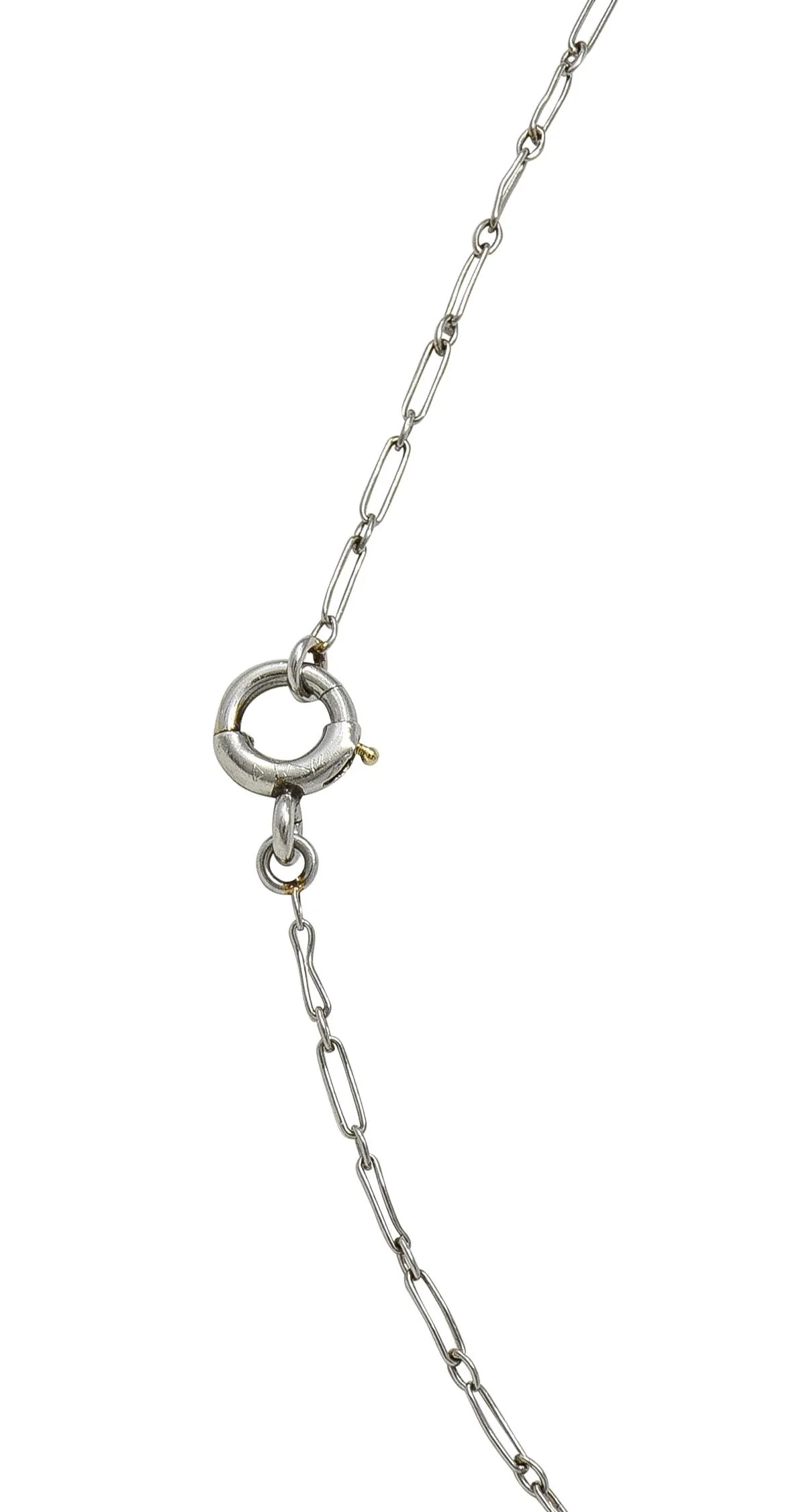Early Art Deco Moonstone Diamond Platinum Antique Filigree Station Drop Necklace - Image 9