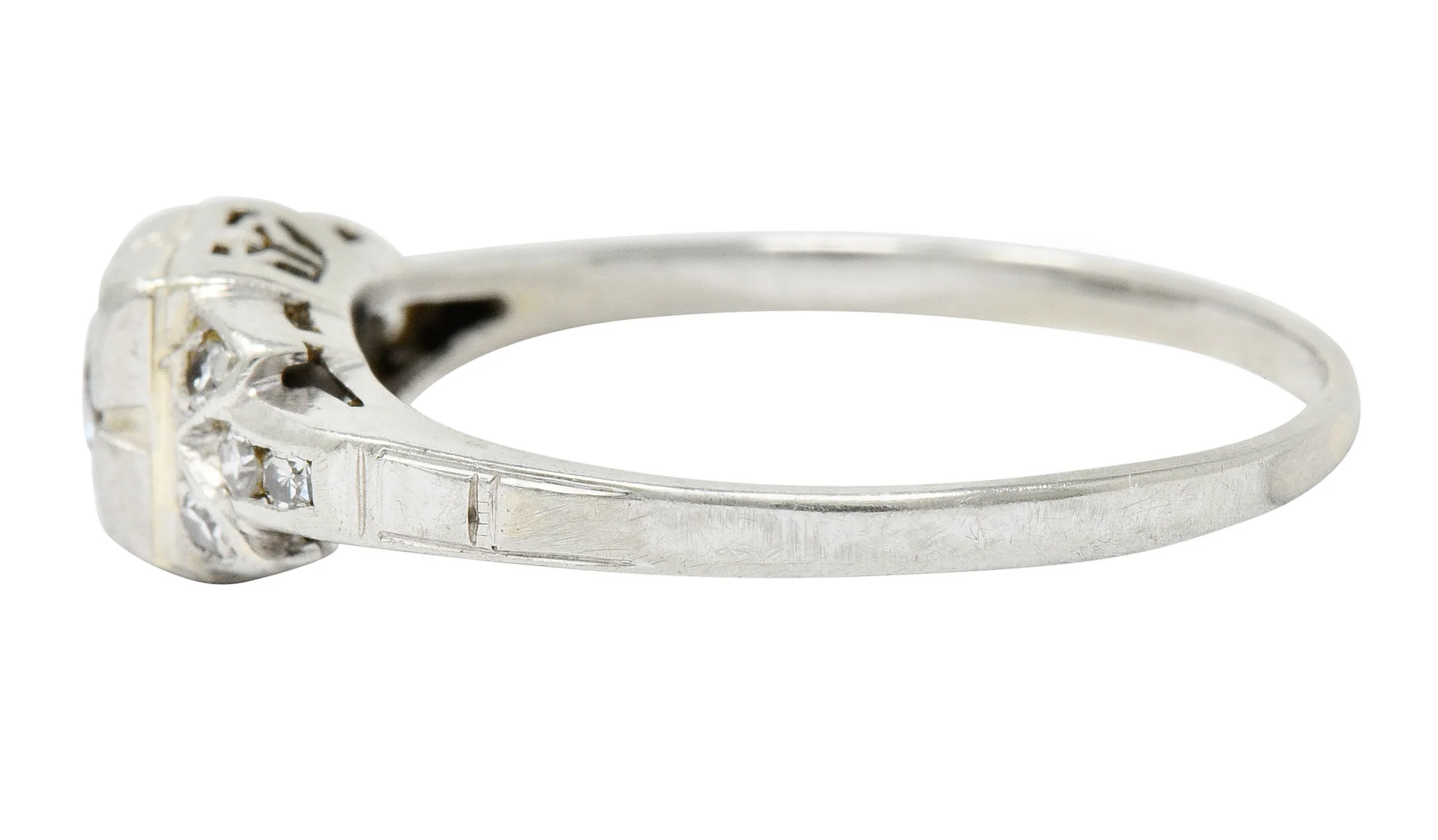 Early Retro 0.35 CTW Diamond Platinum Square Form Engagement Ring - Image 5