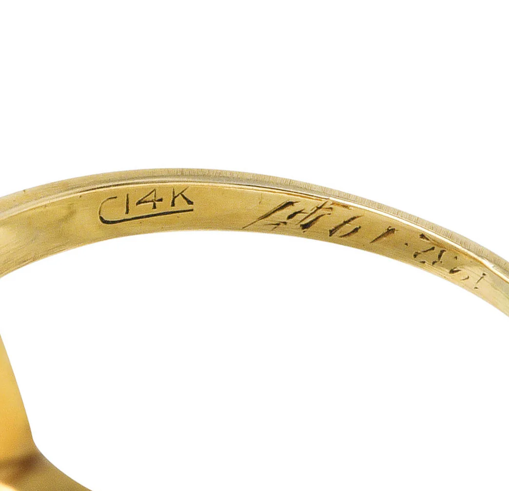 Early Retro Moonstone 14 Karat Yellow Gold Gemstone Ring - Image 9