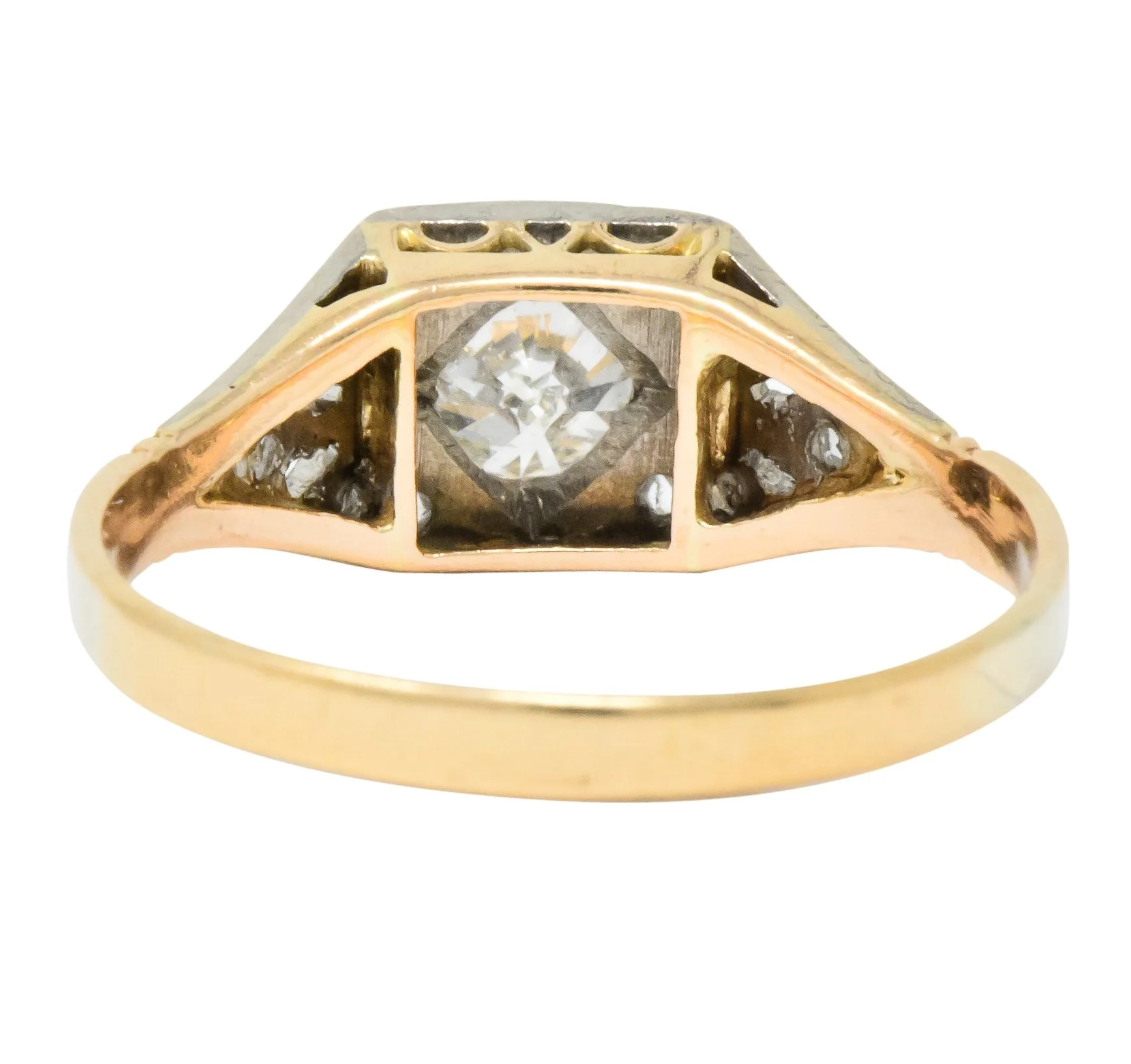 Edwardian 0.50 CTW Diamond Platinum 14 Karat Gold Antique Engagement Ring - Image 6