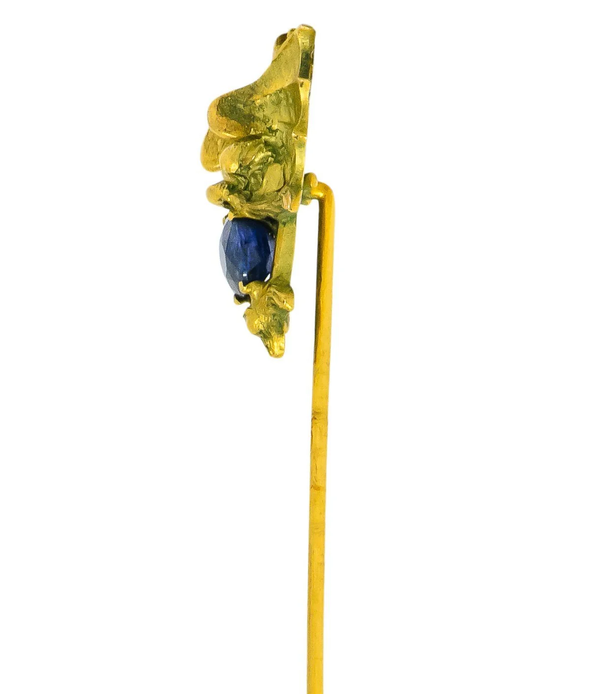 Edwardian 0.82 CTW Sapphire 18 Karat Green Gold Sea Serpent Dragon Stickpin - Image 2