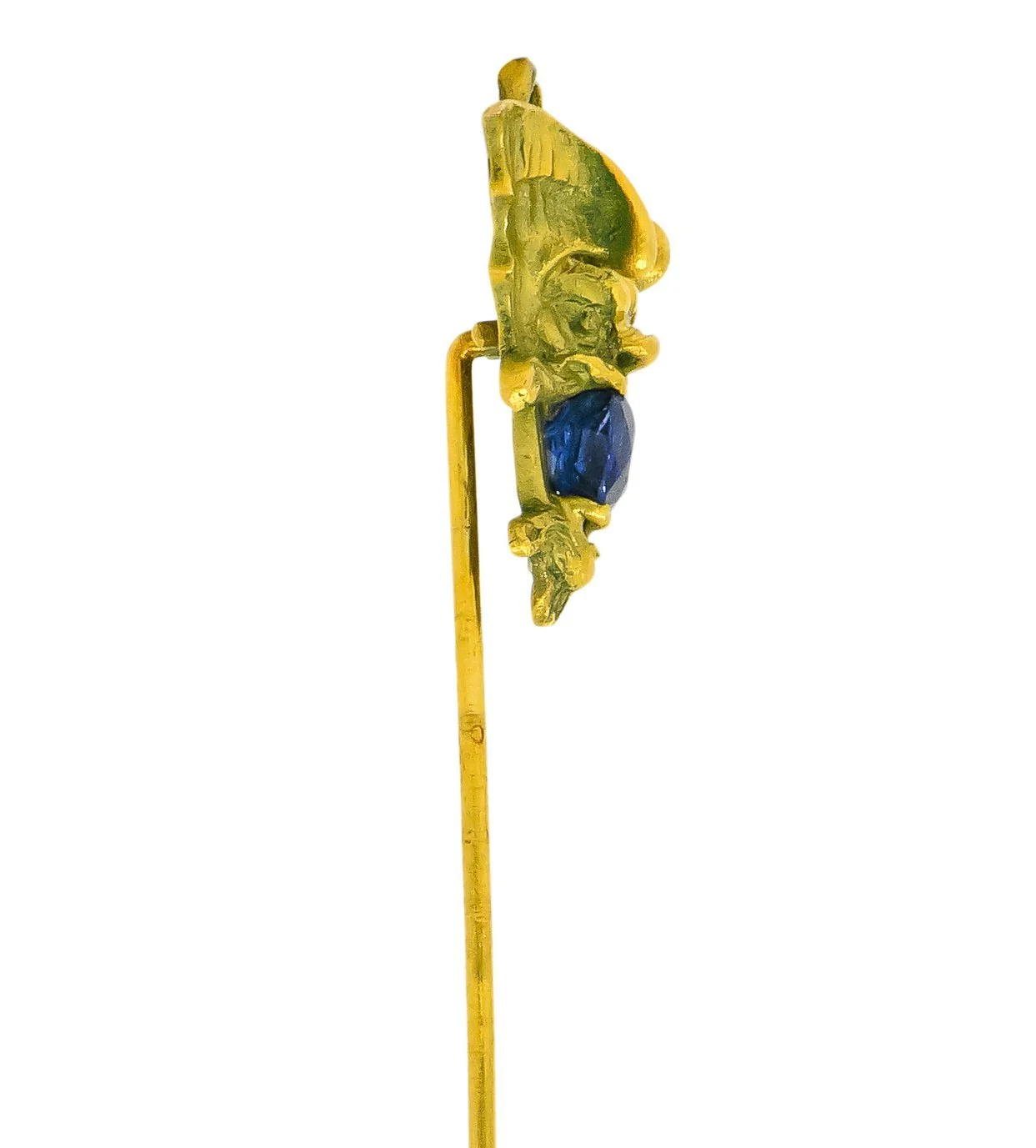 Edwardian 0.82 CTW Sapphire 18 Karat Green Gold Sea Serpent Dragon Stickpin - Image 4