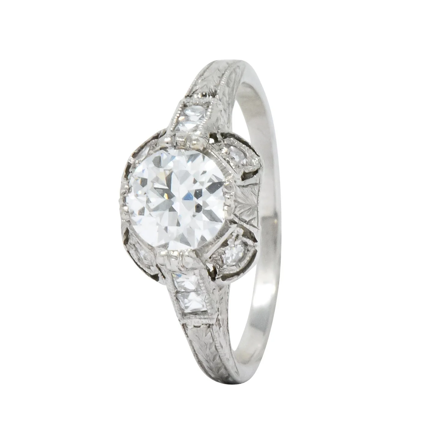 Edwardian 1.20 CTW Diamond Platinum Engagement Ring GIA - Image 7