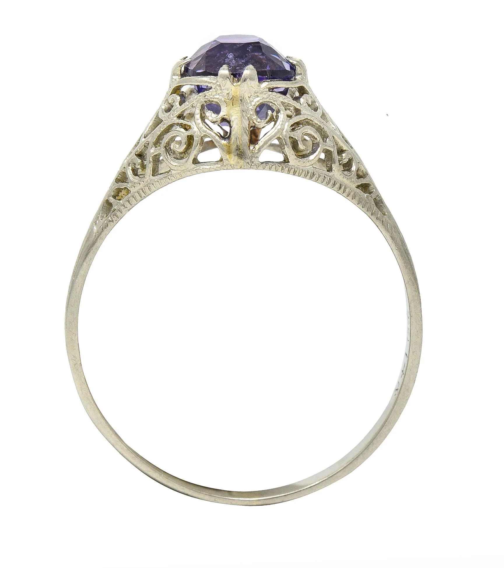 Edwardian 1.48 CTW No Heat Ceylon Purple Sapphire 14 Karat Gold Engagement Ring GIA - Image 10