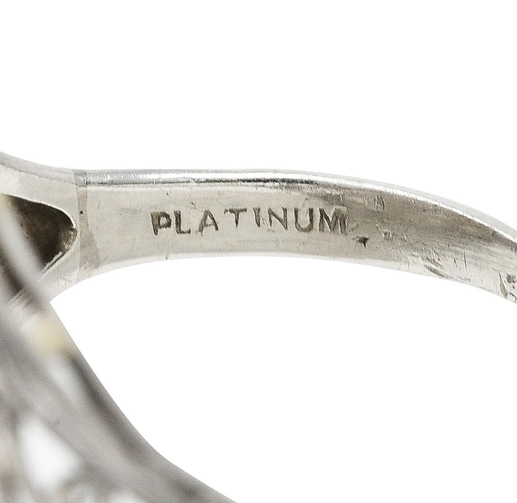 Edwardian 1.93 CTW Old European Cut Diamond Platinum Scrolling Antique Cluster Dinner Ring - Image 7