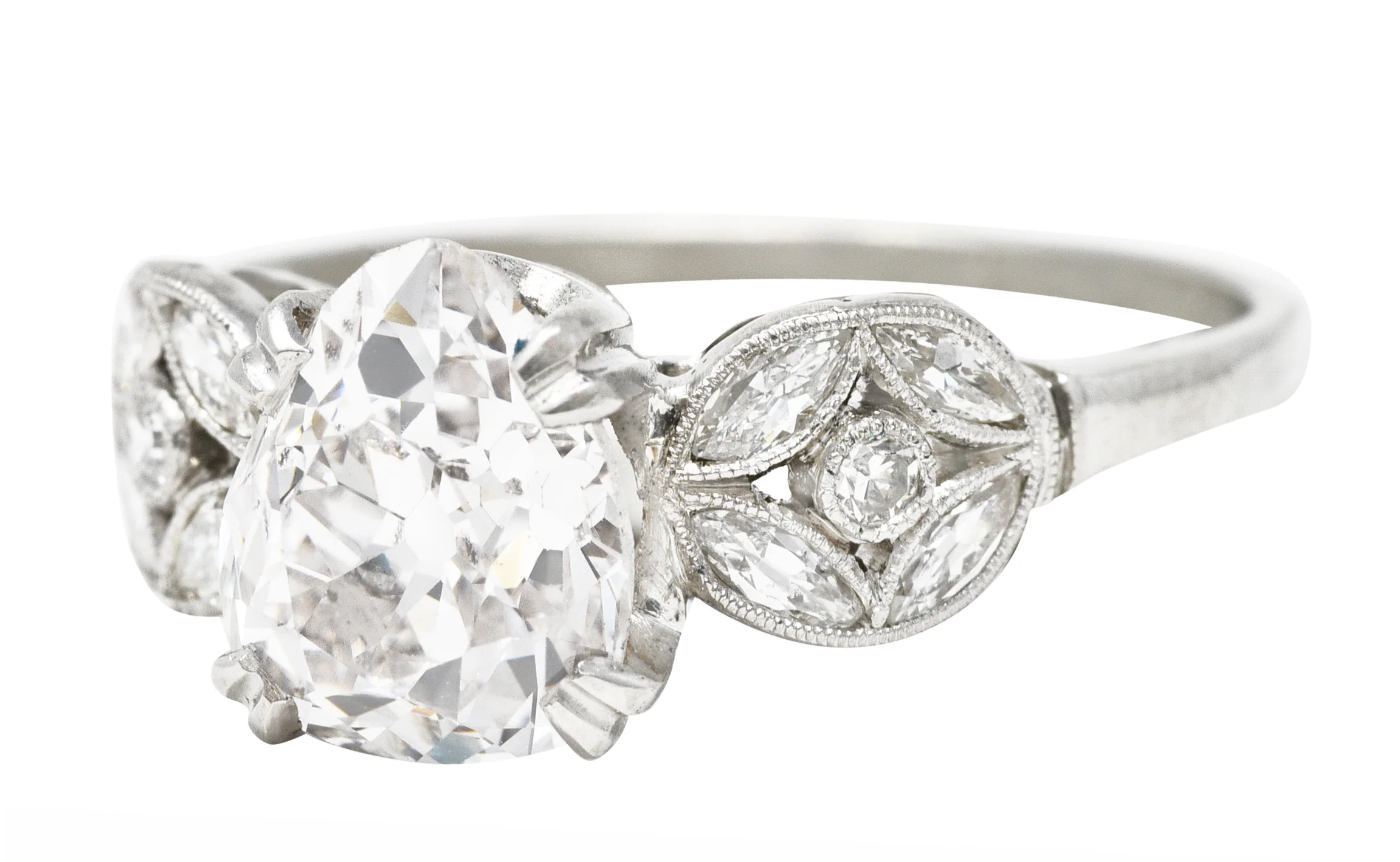 Edwardian 2.08 CTW Fancy Pink Pear Diamond & Diamond Platinum Antique Engagement Ring GIA - Image 5