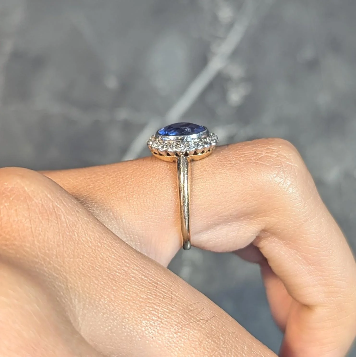 Edwardian 2.50 CTW No Heat Ceylon Sapphire Diamond Platinum 14 Karat Gold Antique Halo Ring GIA - Image 14