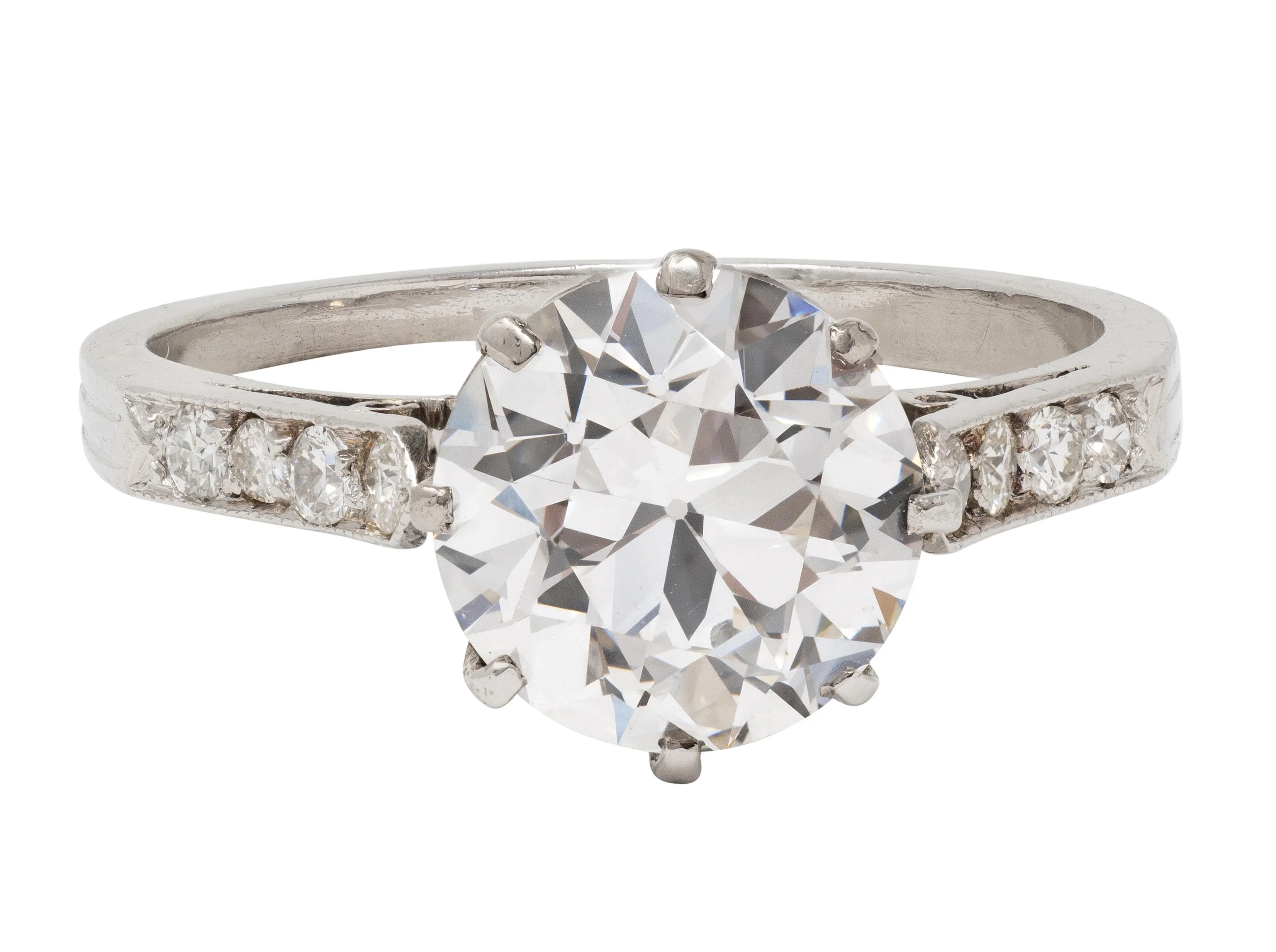 Edwardian 2.68 CTW Old European Cut Diamond Platinum Antique Engagement Ring