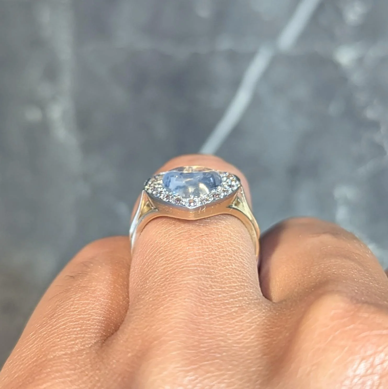 Edwardian Diamond Moonstone Platinum 14 Karat Gold Antique Heart Halo Ring - Image 15