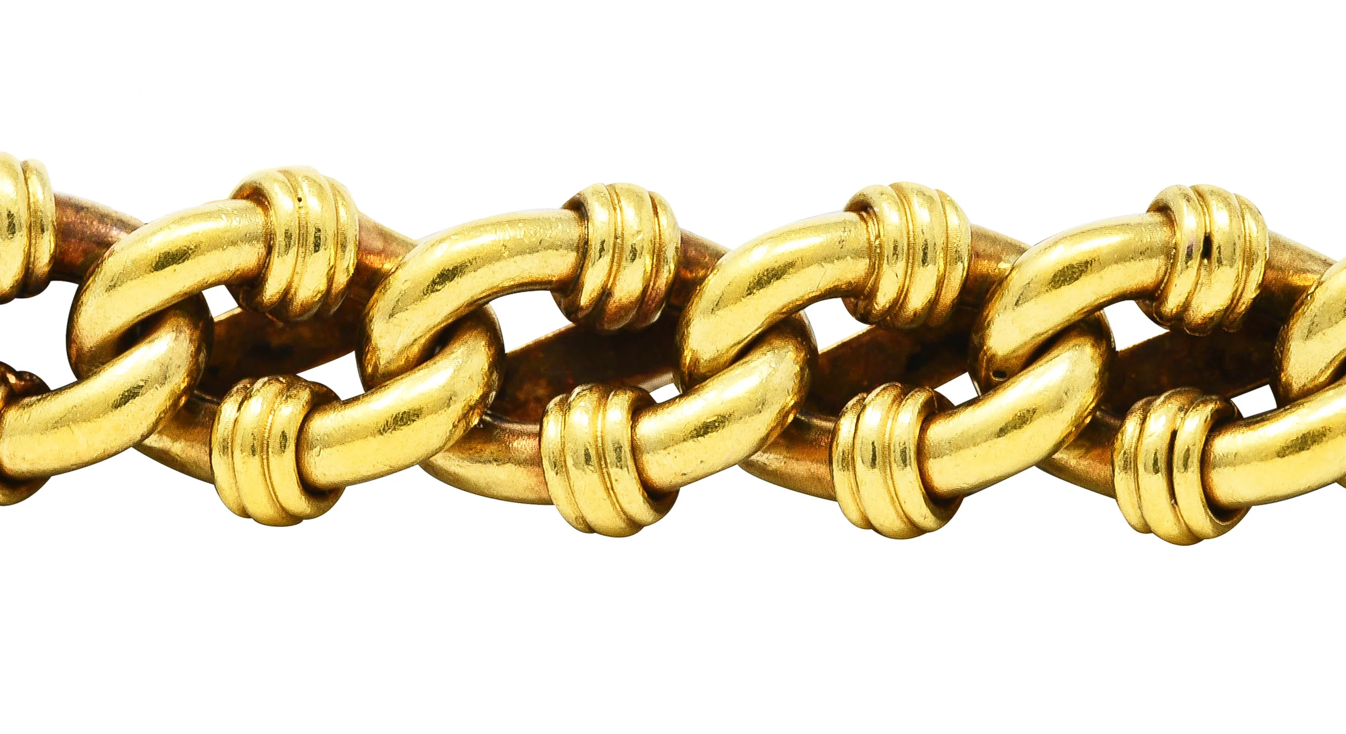 Edwardian Diamond Platinum 18 Karat Yellow Gold Antique Curb Link Bracelet - Image 6