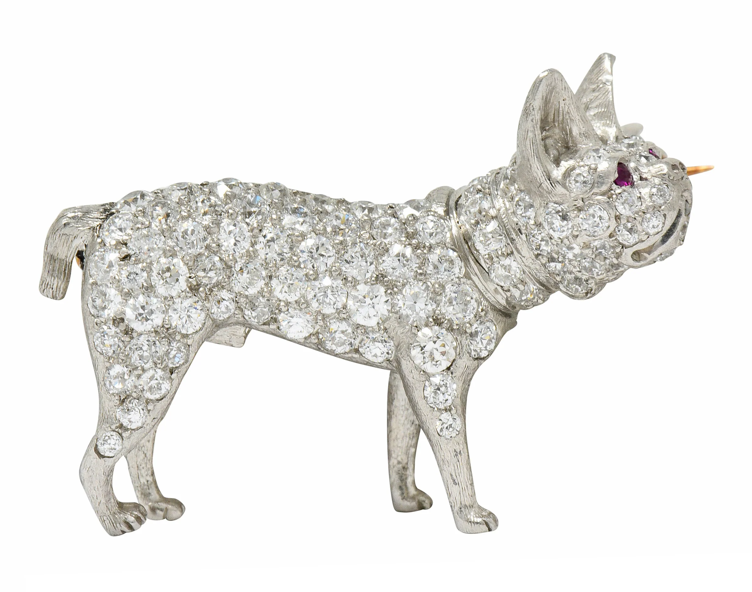 Edwardian Pave Diamond Platinum French Bulldog Brooch - Image 2