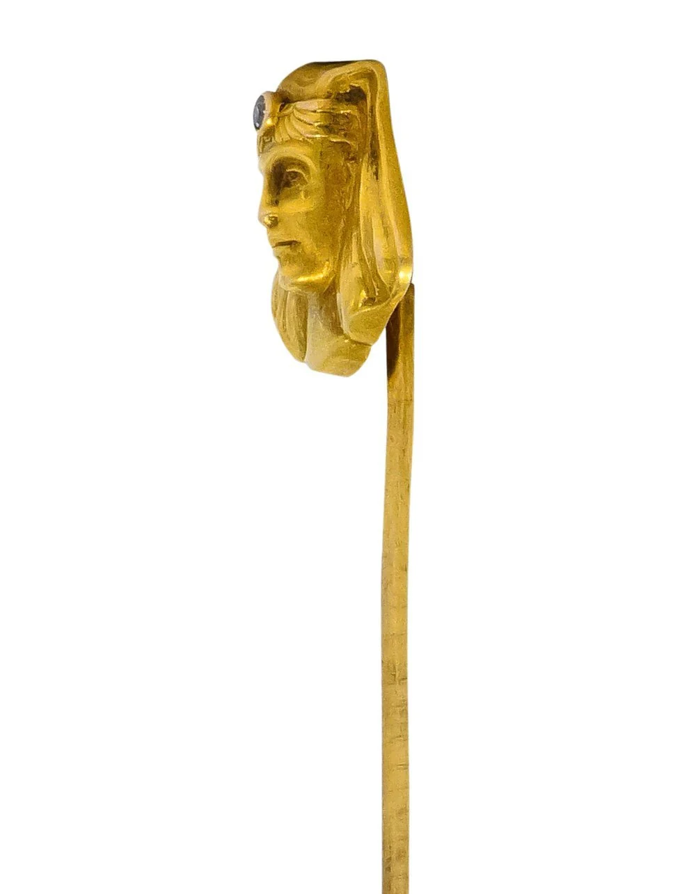 Egyptian Revival Diamond 14 Karat Gold Pharaoh Stickpin - Image 3