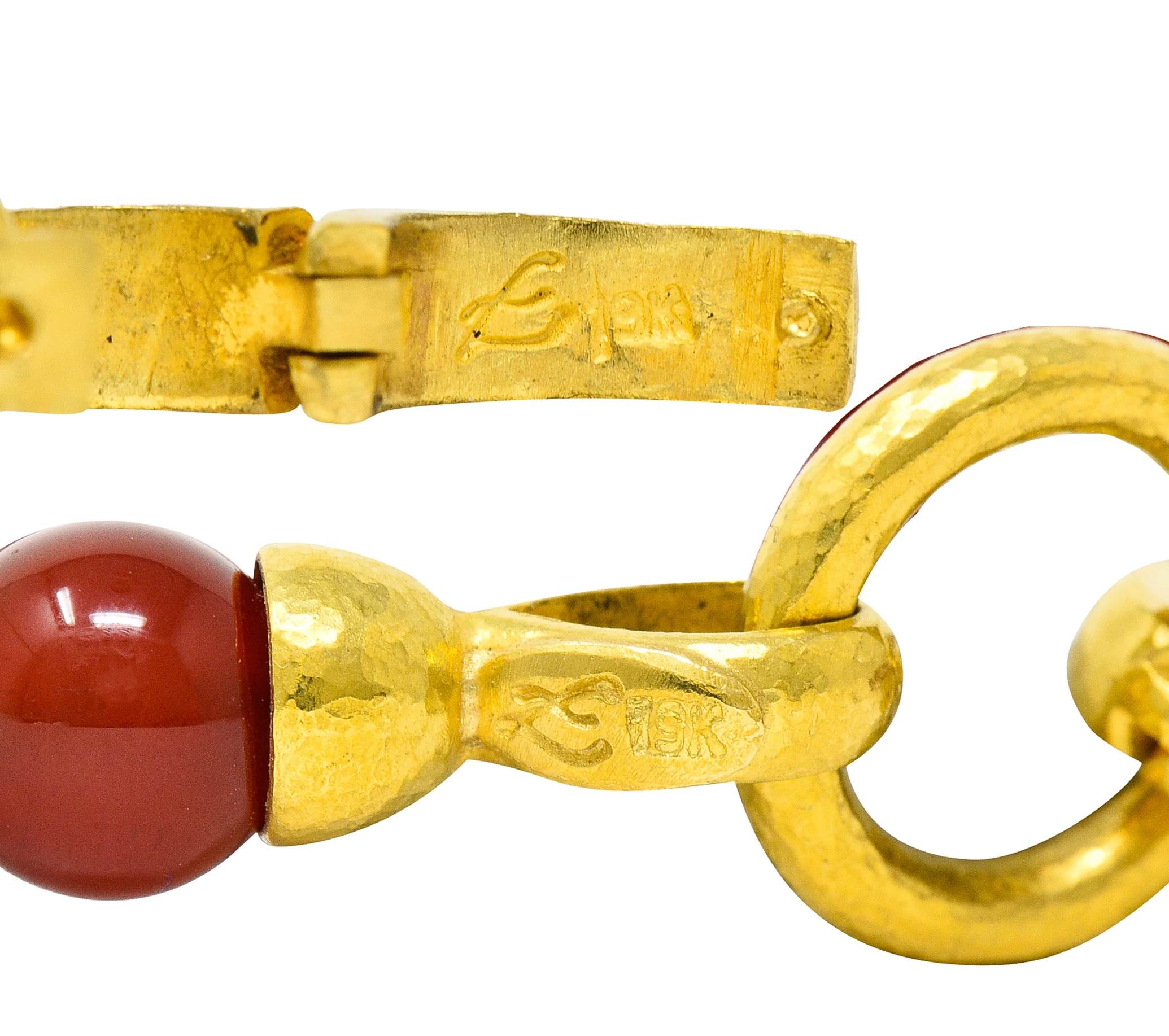 Elizabeth Locke Carnelian Venetian Glass Mother-Of-Pearl 19 Karat Gold Medusa Enhancer Pendant Necklace - Image 6