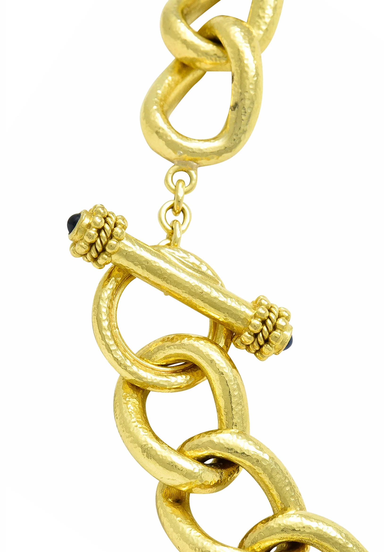 Elizabeth Locke Sapphire 18 Karat Gold Substantial Curb Link Chain Collar Necklace - Image 9