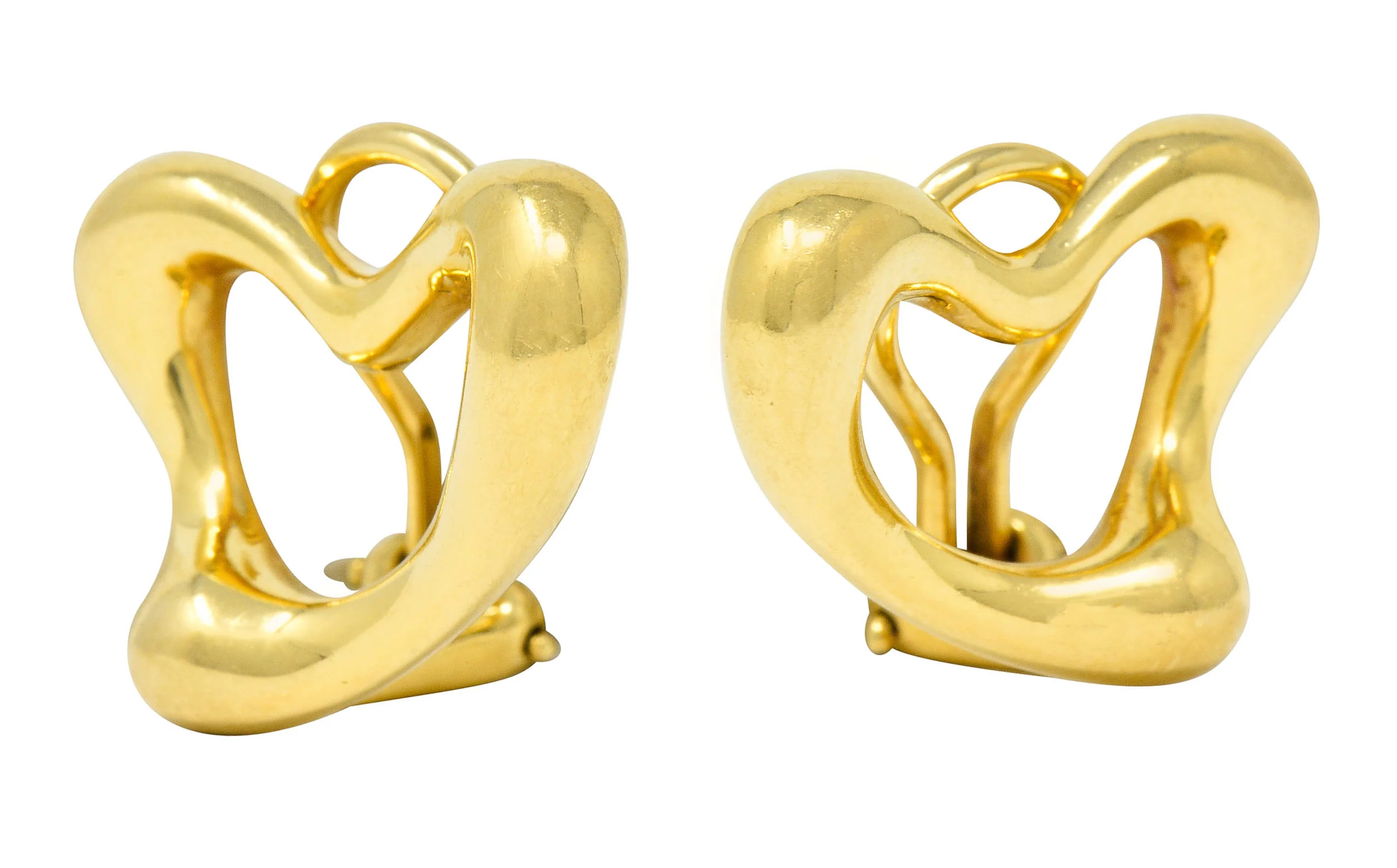 Elsa Peretti Tiffany & Co. 18 Karat Gold Open Heart Ear-Clip Earrings - Image 9