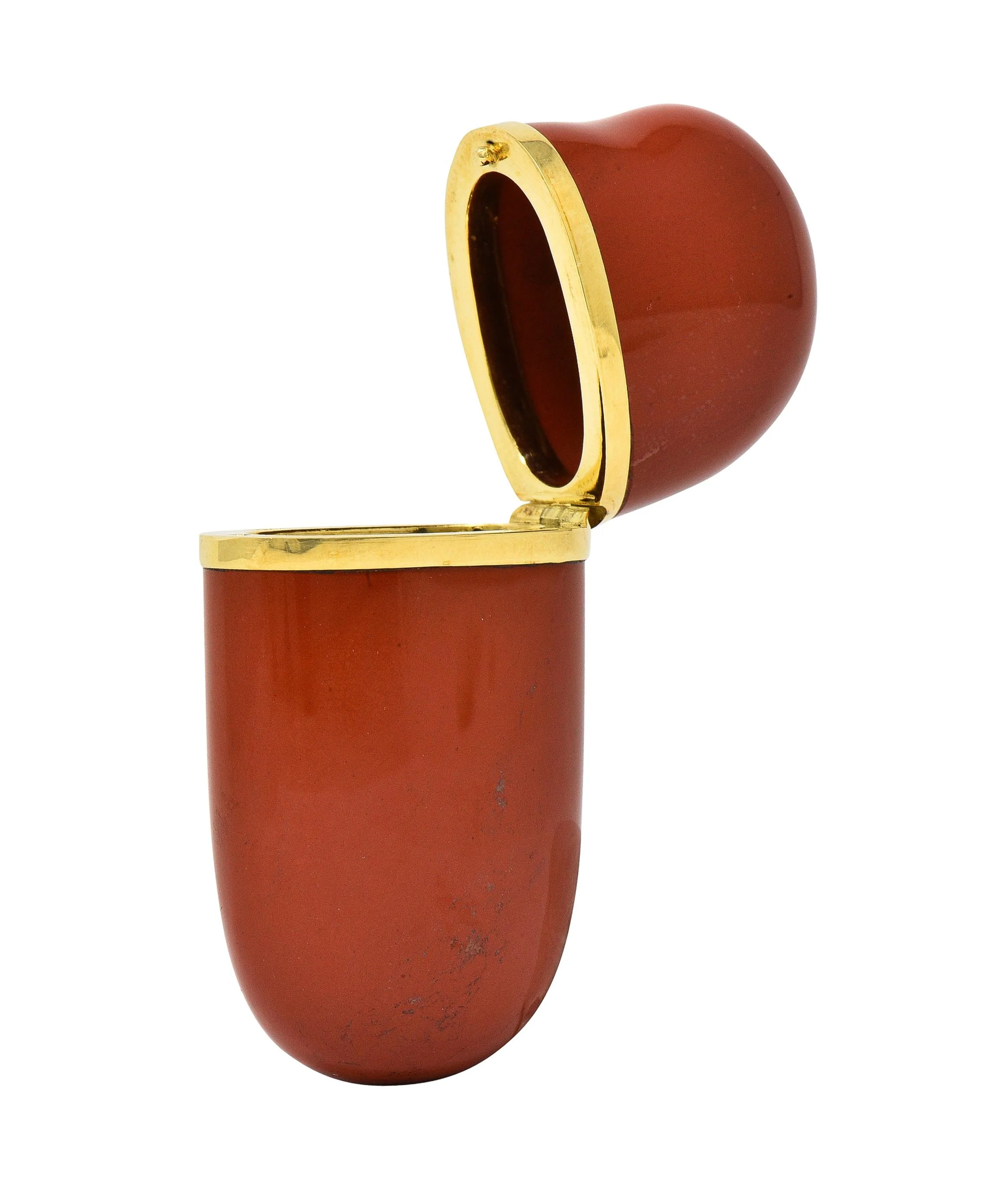 Elsa Peretti Tiffany & Co. 1980's Jasper 18 Karat Gold Vintage Bean Pill Box Lighter Case - Image 7