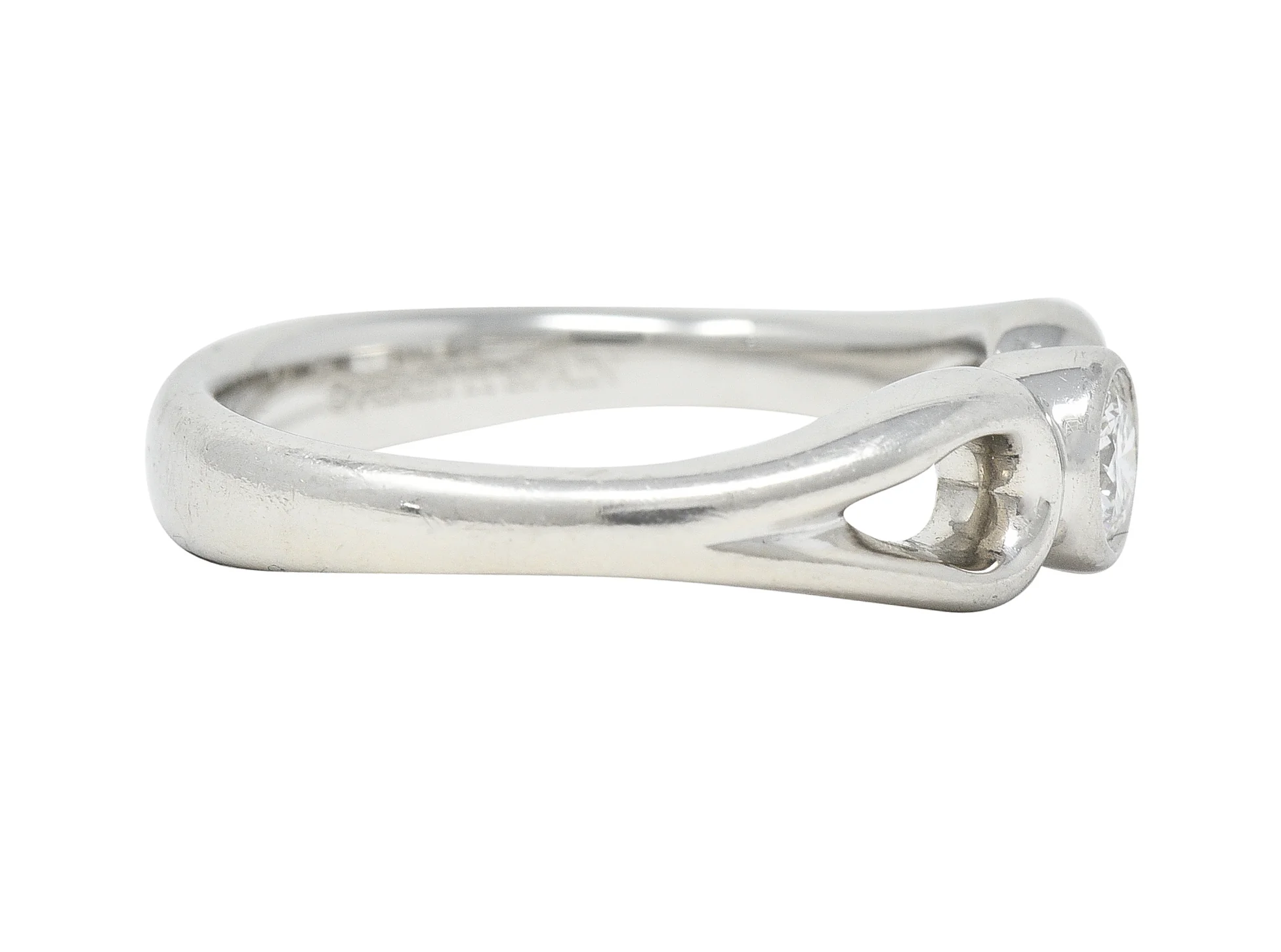 Elsa Peretti Tiffany & Co. 1990's 0.16 CTW Diamond Platinum Open Teardrop Solitaire Vintage Engagement Ring - Image 3