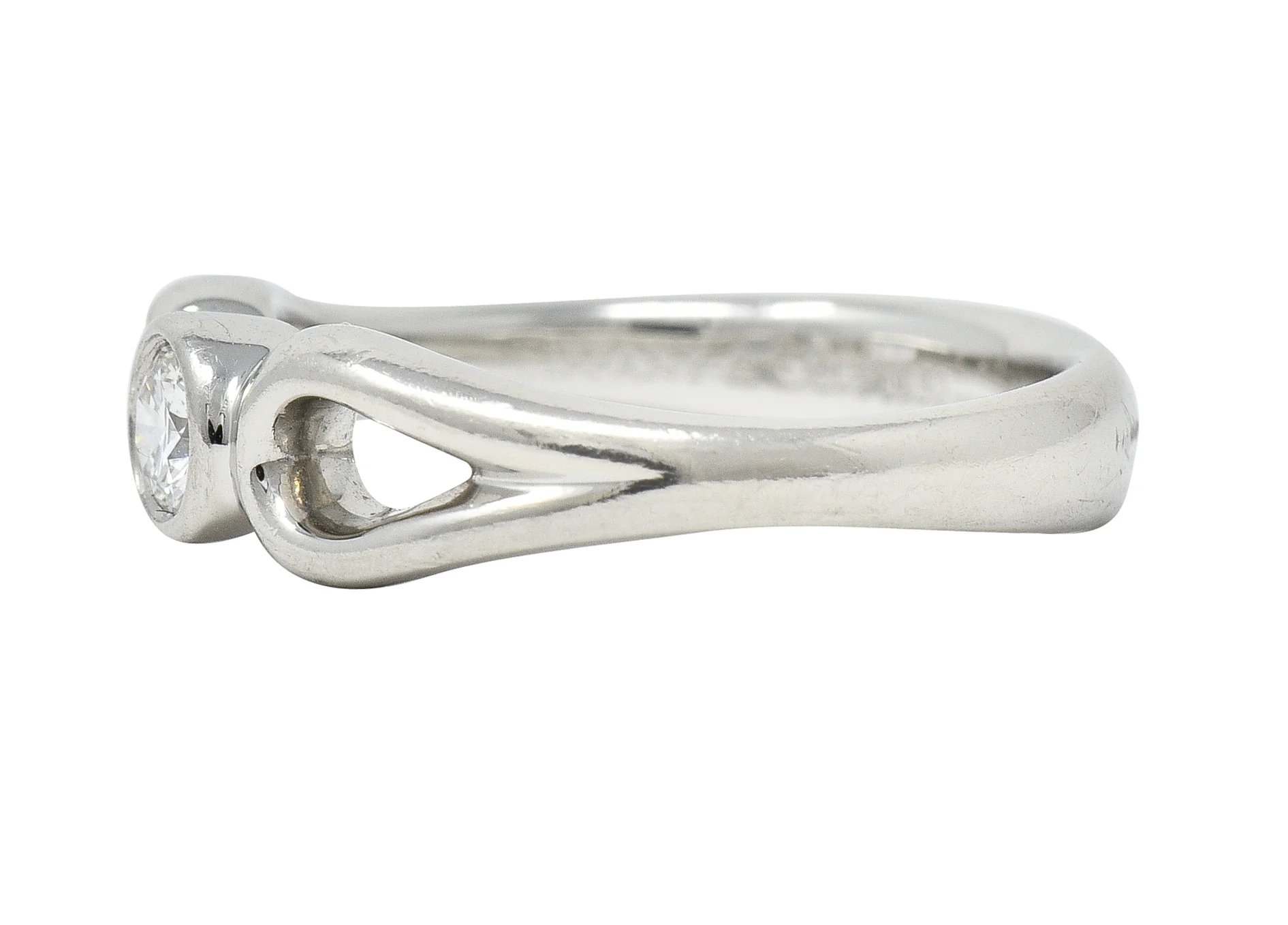 Elsa Peretti Tiffany & Co. 1990's 0.16 CTW Diamond Platinum Open Teardrop Solitaire Vintage Engagement Ring - Image 5