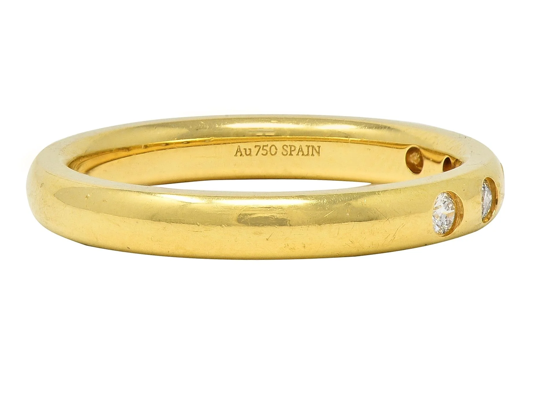 Elsa Peretti Tiffany & Co. 2000's Diamond 18 Karat Yellow Gold Flush Set Band Ring - Image 3