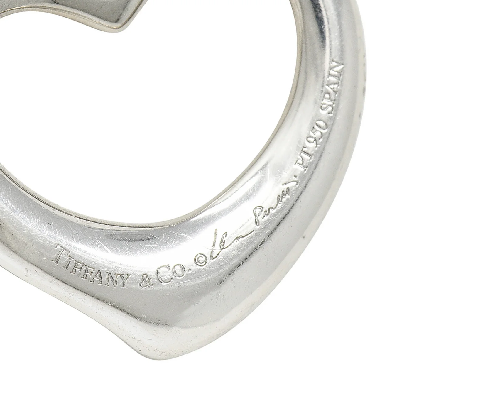 Elsa Peretti Tiffany & Co. Diamond Platinum 22 MM Open Heart Pendant Necklace - Image 11