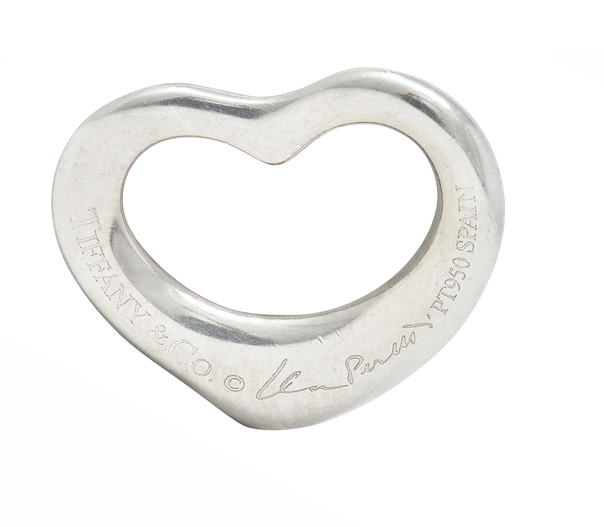 Elsa Peretti Tiffany & Co. Diamond Platinum Open Heart Pendant Necklace - Image 9