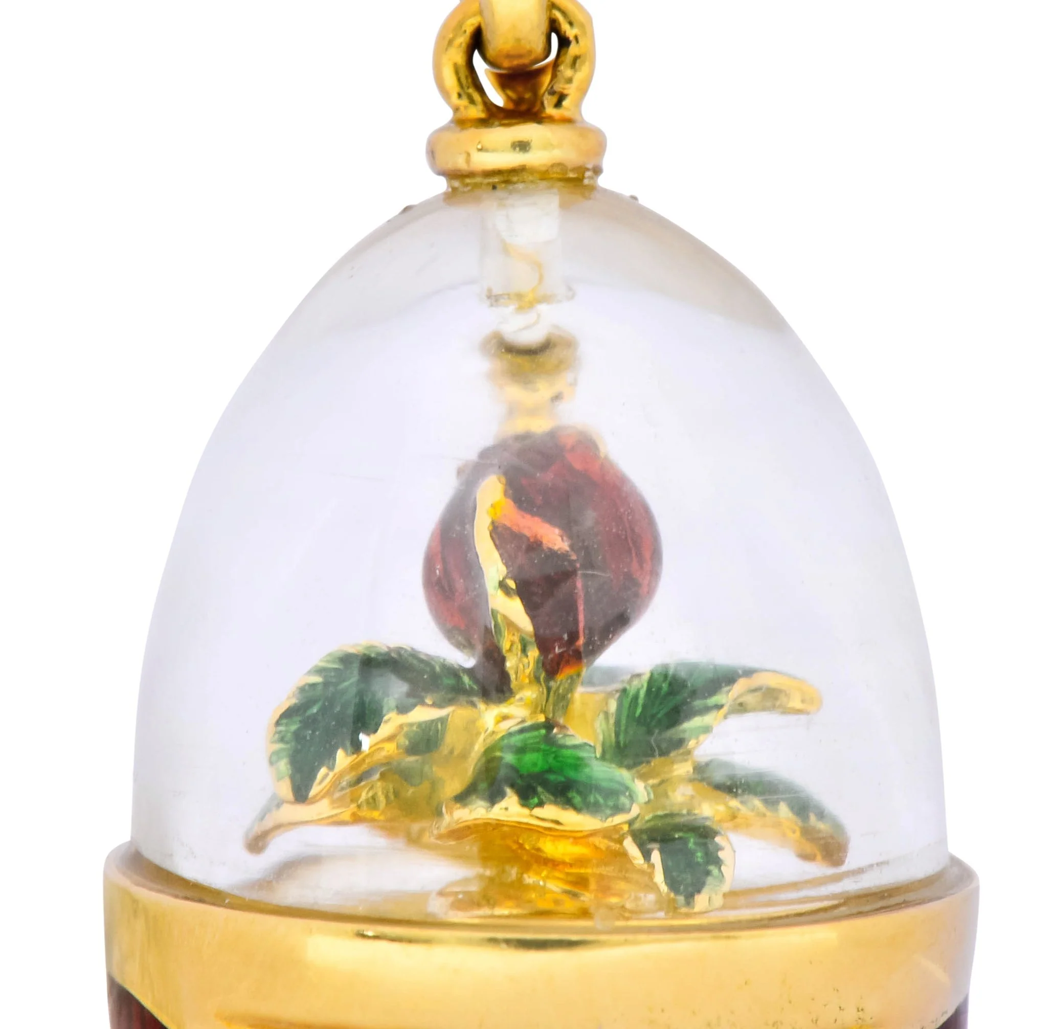 Faberge Enamel Egg Diamond 18 Karat Gold German Rose Flower Pendant - Image 12
