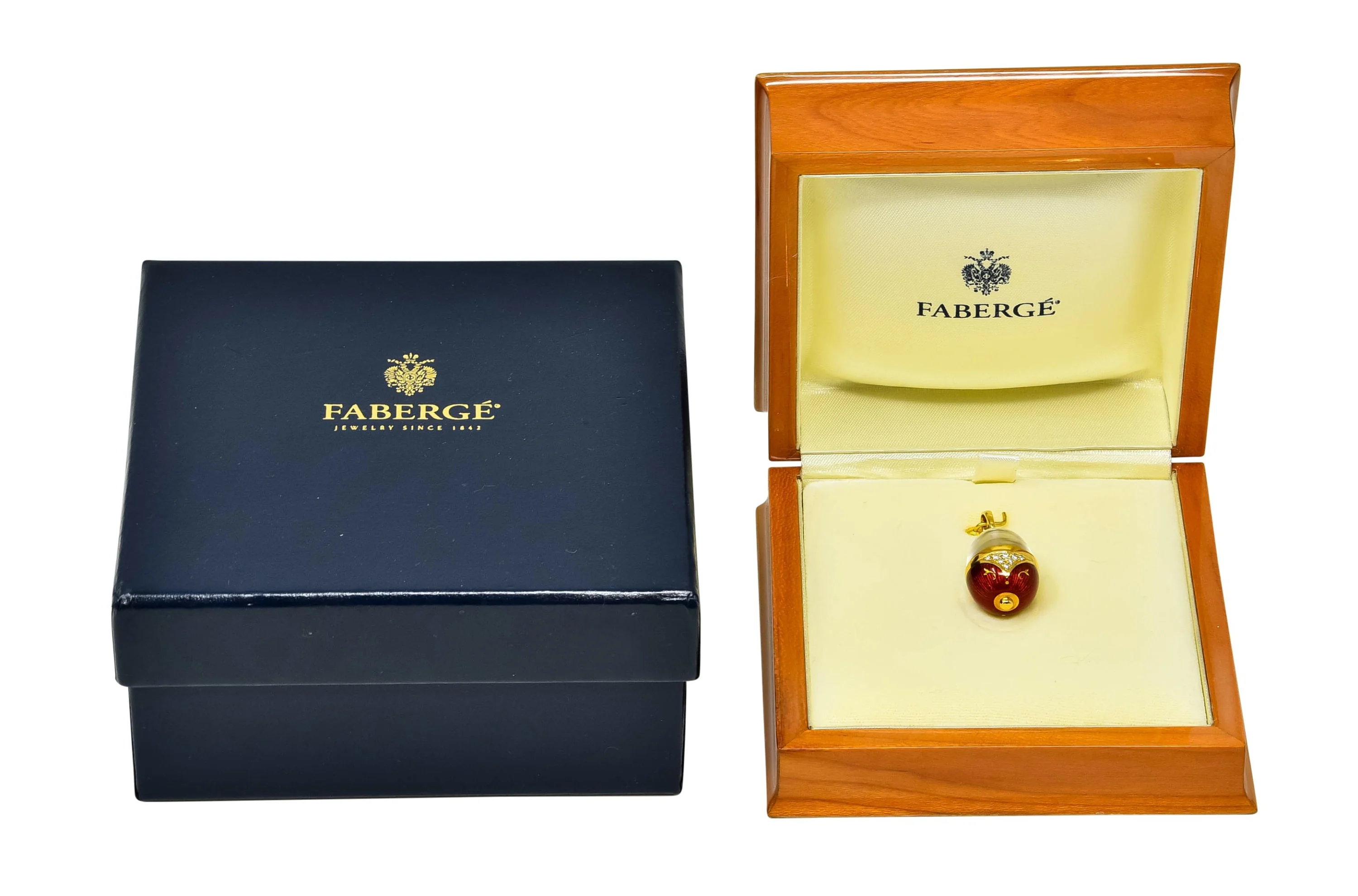 Faberge Enamel Egg Diamond 18 Karat Gold German Rose Flower Pendant - Image 2