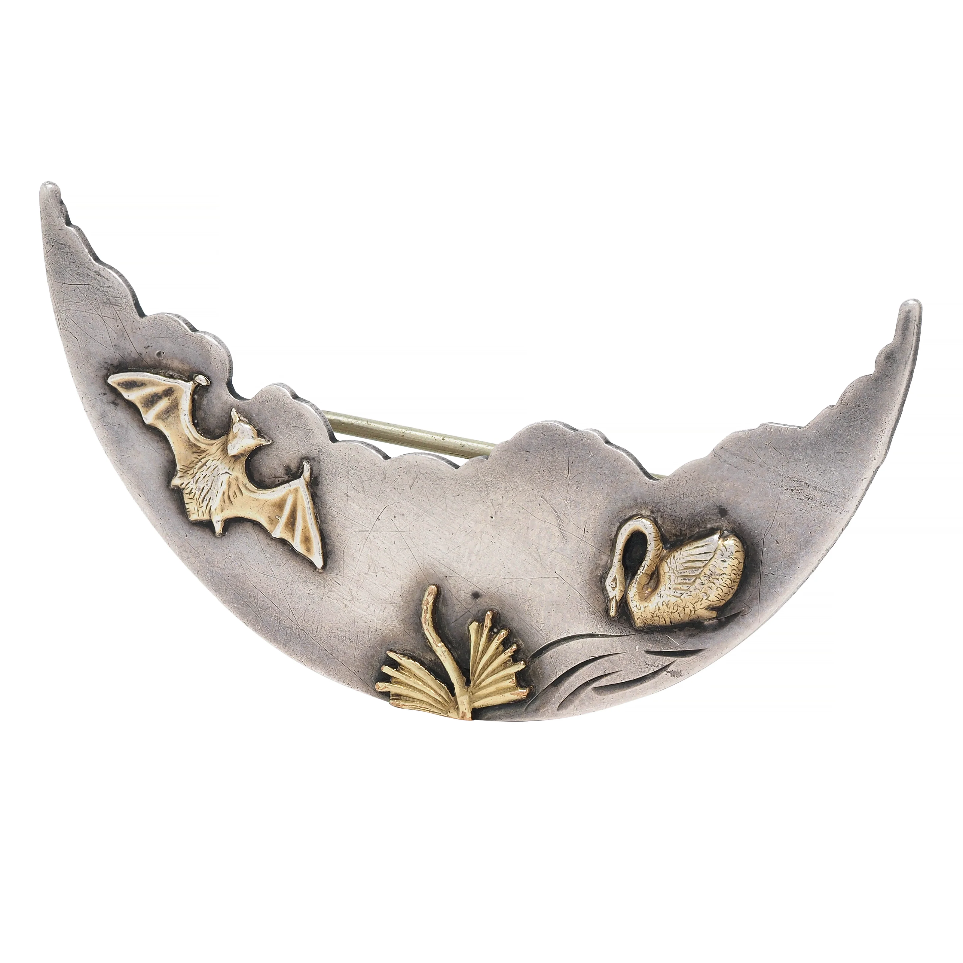 Frank M. Whiting Victorian 10 Karat Gold Sterling Silver Animal Antique Brooch - Image 4
