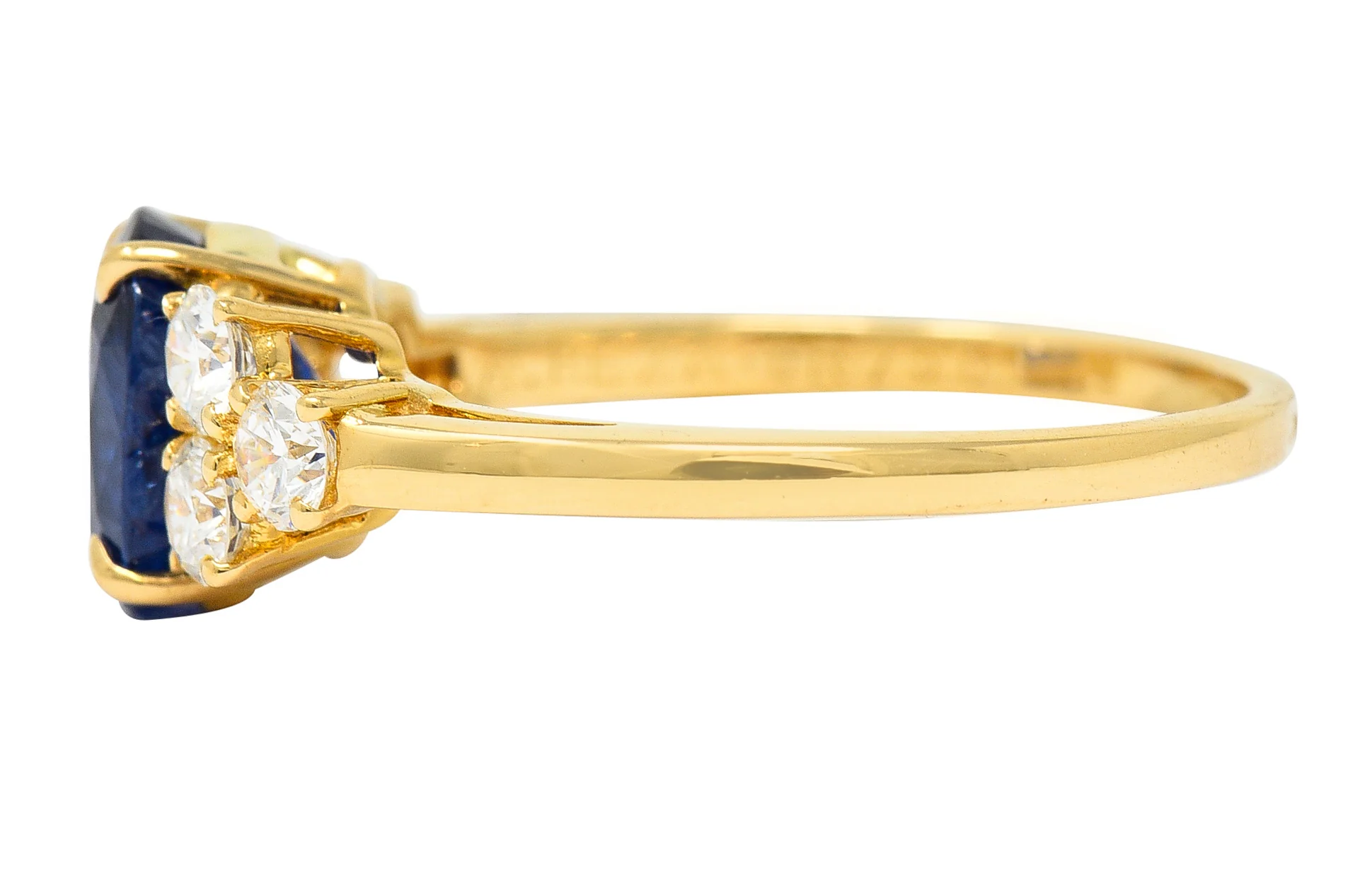 French Alexandre Reza 2.68 CTW No Heat Burma Sapphire Diamond 18 Karat Yellow Gold Vintage Ring AGL - Image 6
