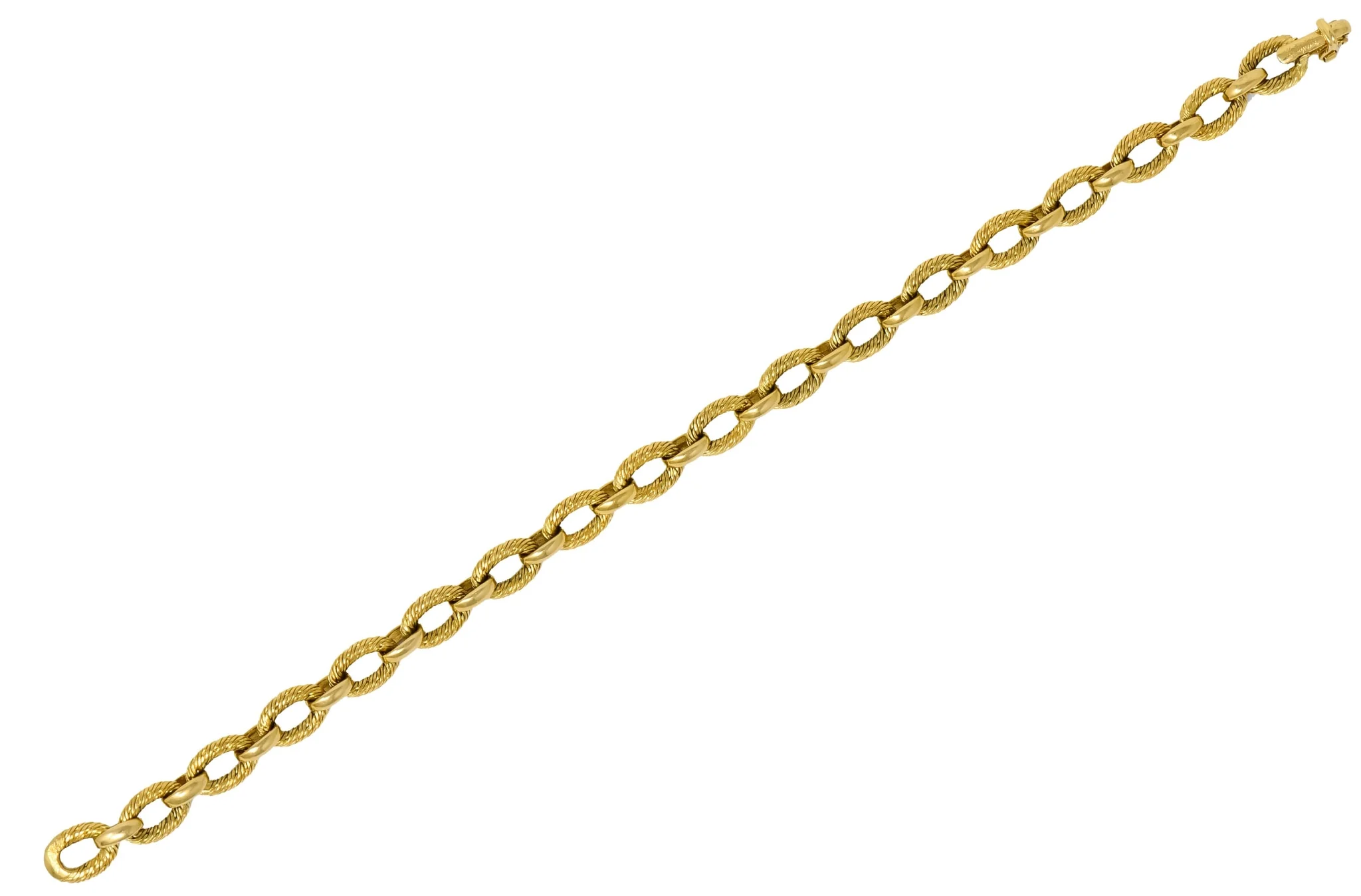 French Tiffany & Co. 18 Karat Yellow Gold Textured Link Bracelet - Image 8