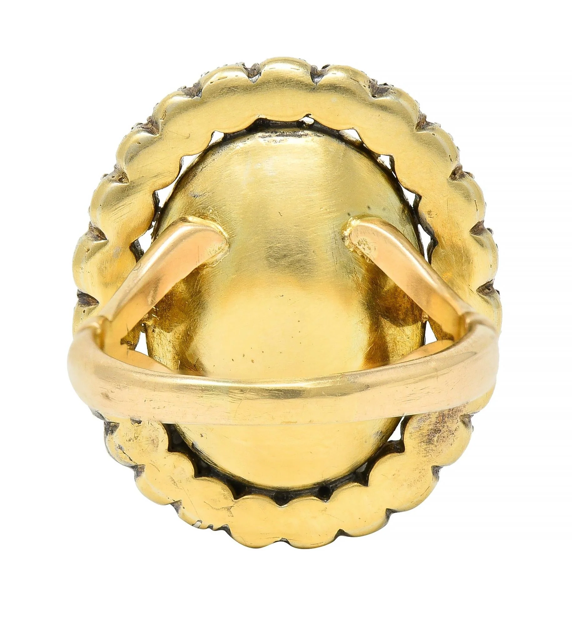 Georgian 13.01 CTW No Heat Burma Sapphire Diamond Silver 14 Karat Antique Gold Halo Ring GIA - Image 4