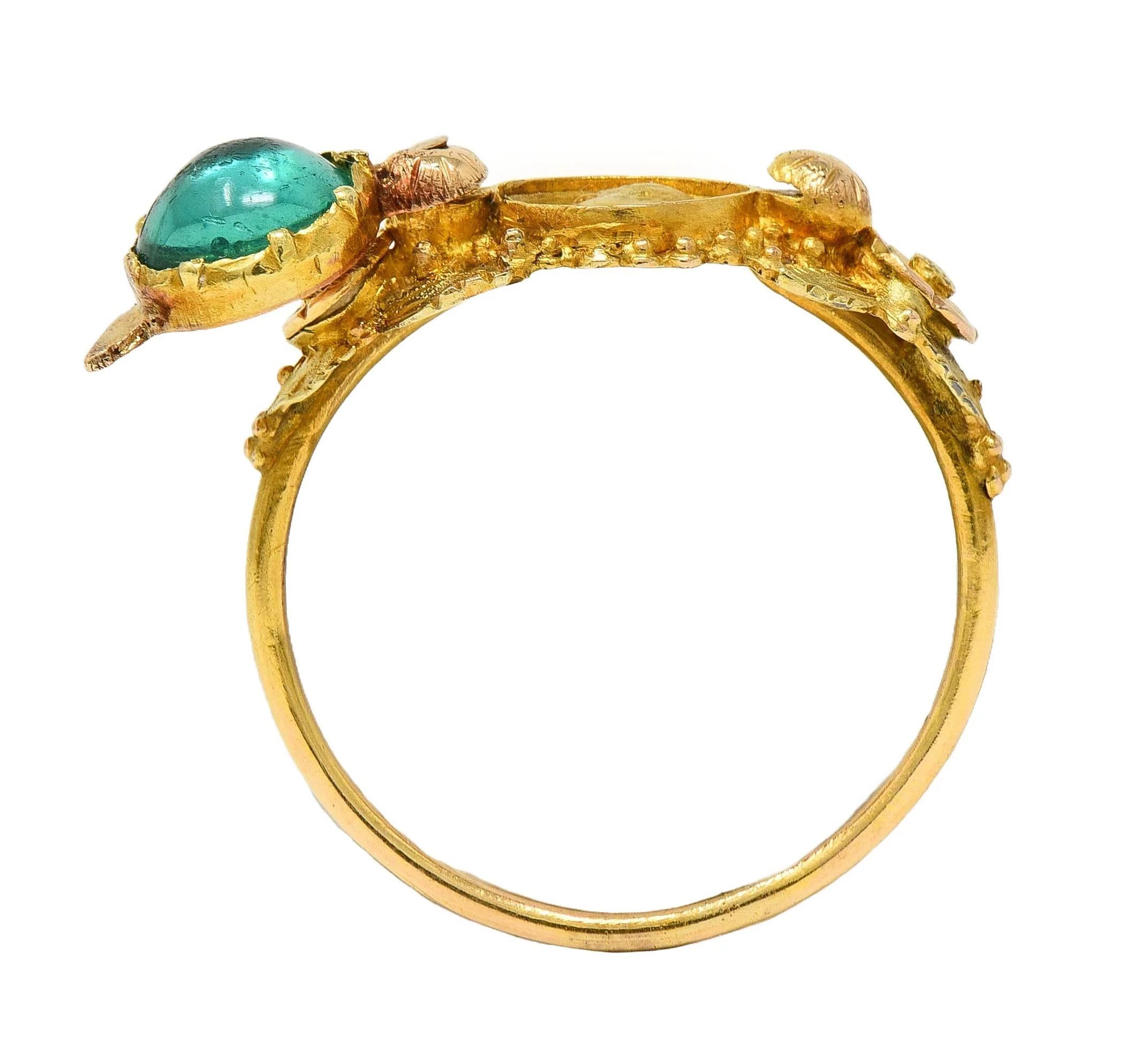 Georgian Emerald 22 Karat Two-Tone Gold Antique Napoleon Bonaparte Death Token Loyalty Swivel Ring - Image 8