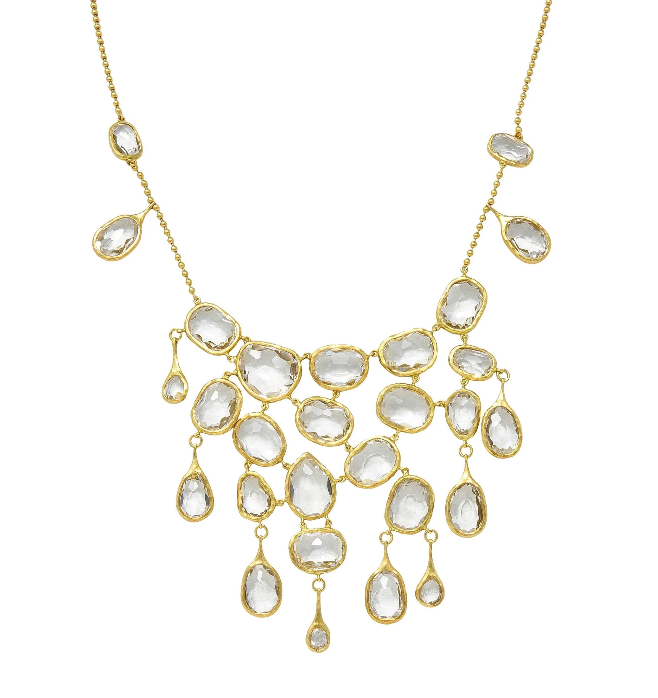Gucci 2004 Crystal Quartz 18 Karat Yellow Gold Vintage Fringe Station Necklace - Image 10