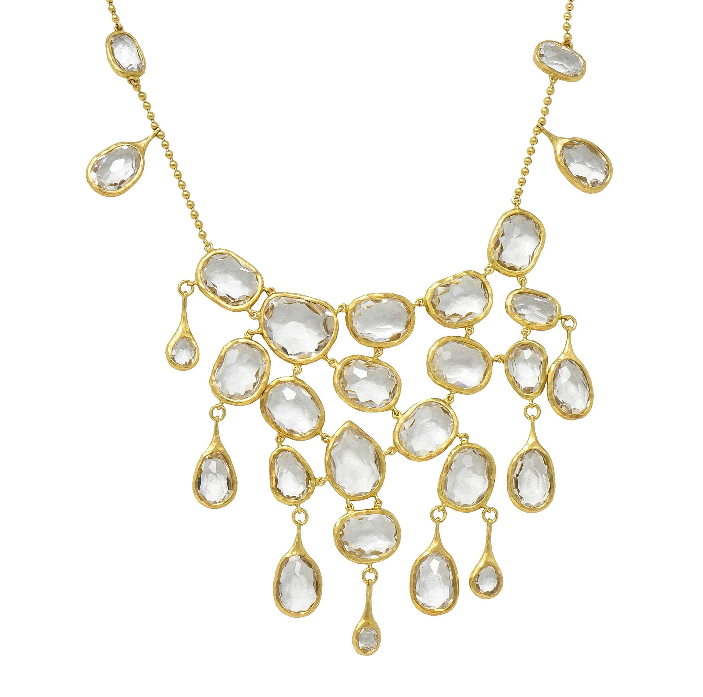 Gucci 2004 Crystal Quartz 18 Karat Yellow Gold Vintage Fringe Station Necklace - Image 11