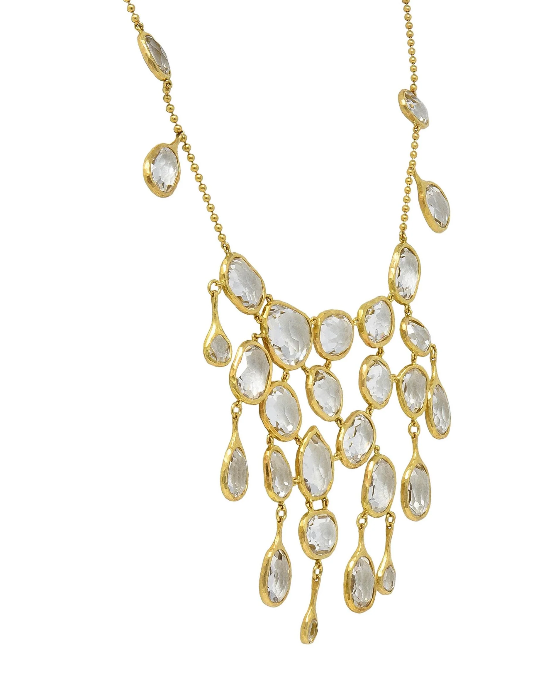 Gucci 2004 Crystal Quartz 18 Karat Yellow Gold Vintage Fringe Station Necklace - Image 6