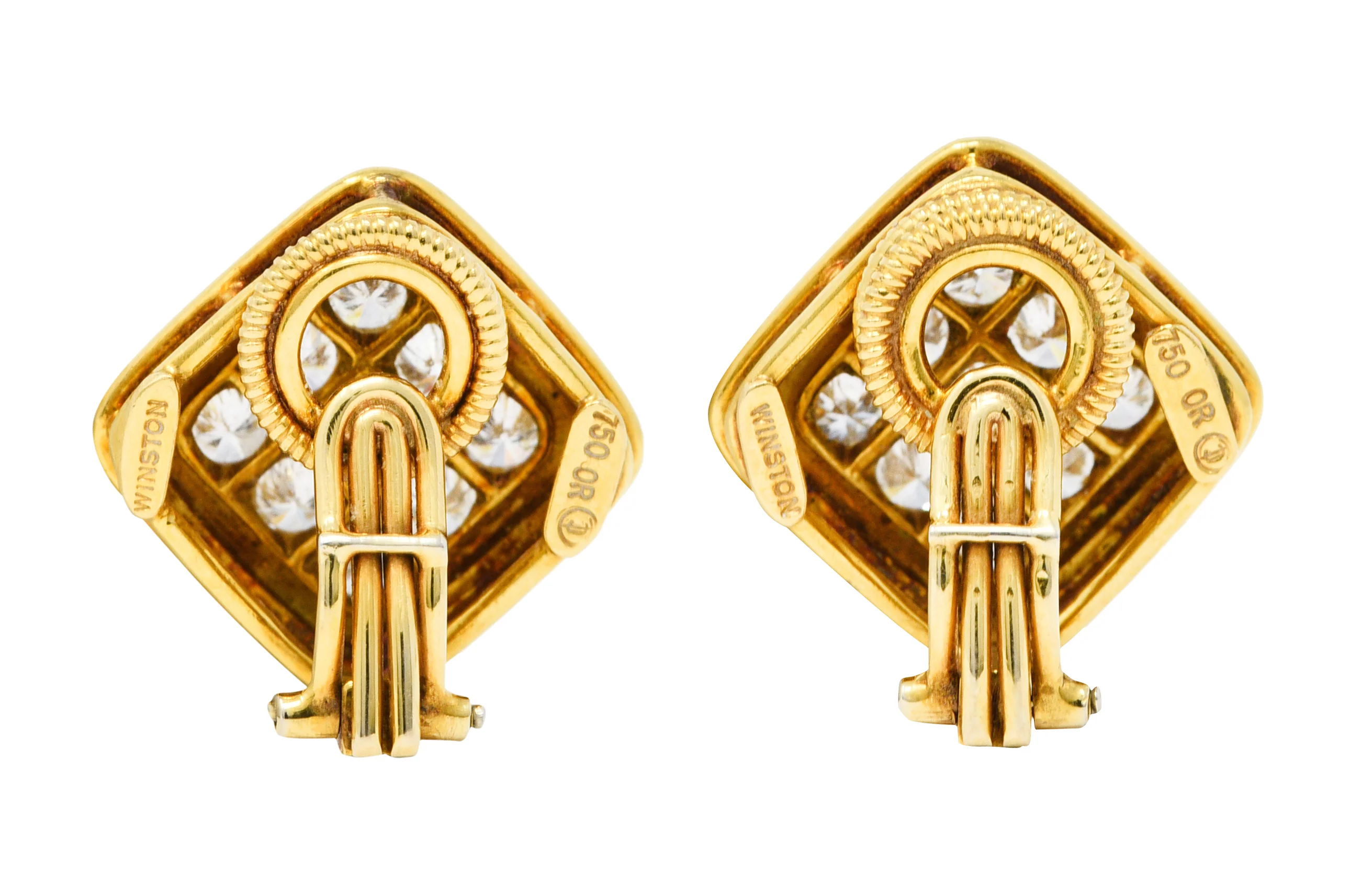 Harry Winston by Jacques Timey 1.50 CTW Diamond 18 Karat Gold Navette Ear-Clip Earrings - Image 3