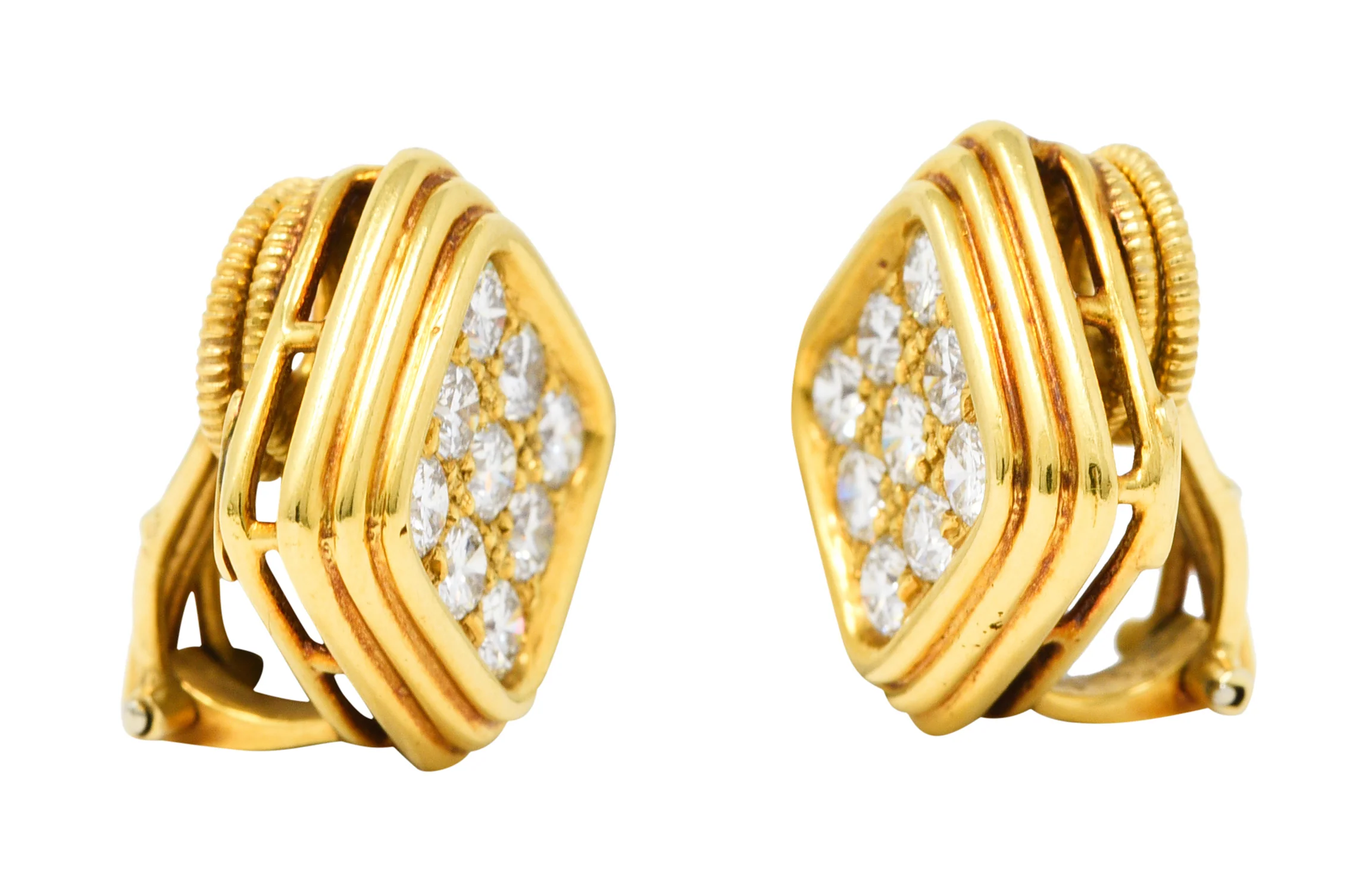 Harry Winston by Jacques Timey 1.50 CTW Diamond 18 Karat Gold Navette Ear-Clip Earrings - Image 7
